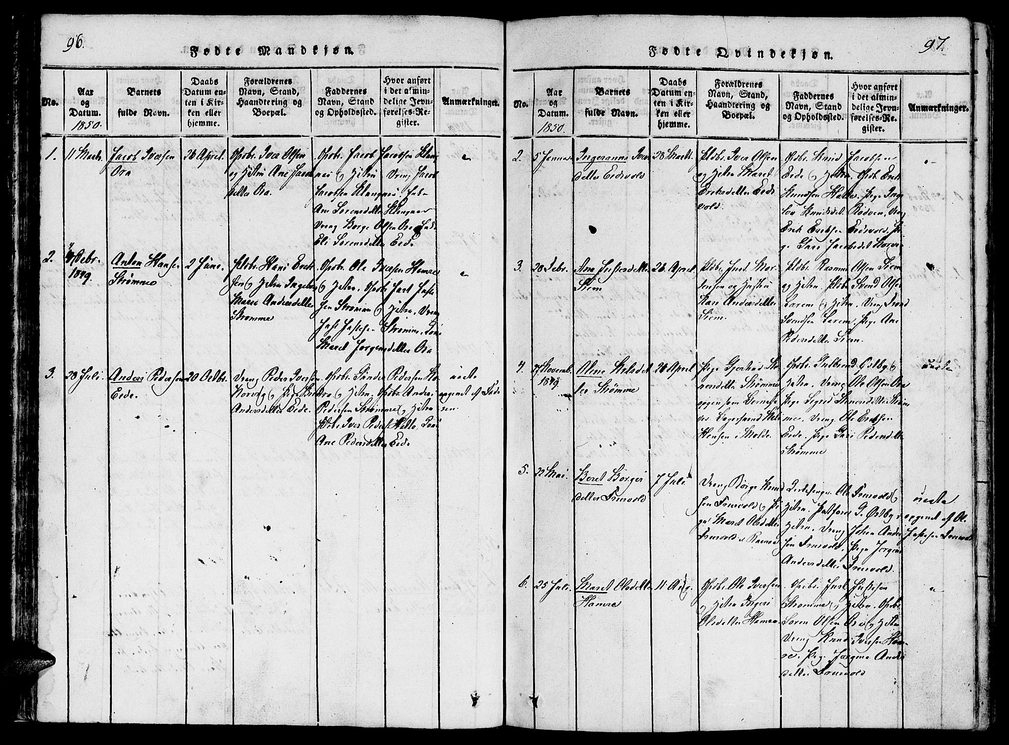 Ministerialprotokoller, klokkerbøker og fødselsregistre - Møre og Romsdal, AV/SAT-A-1454/542/L0551: Parish register (official) no. 542A01, 1818-1853, p. 96-97