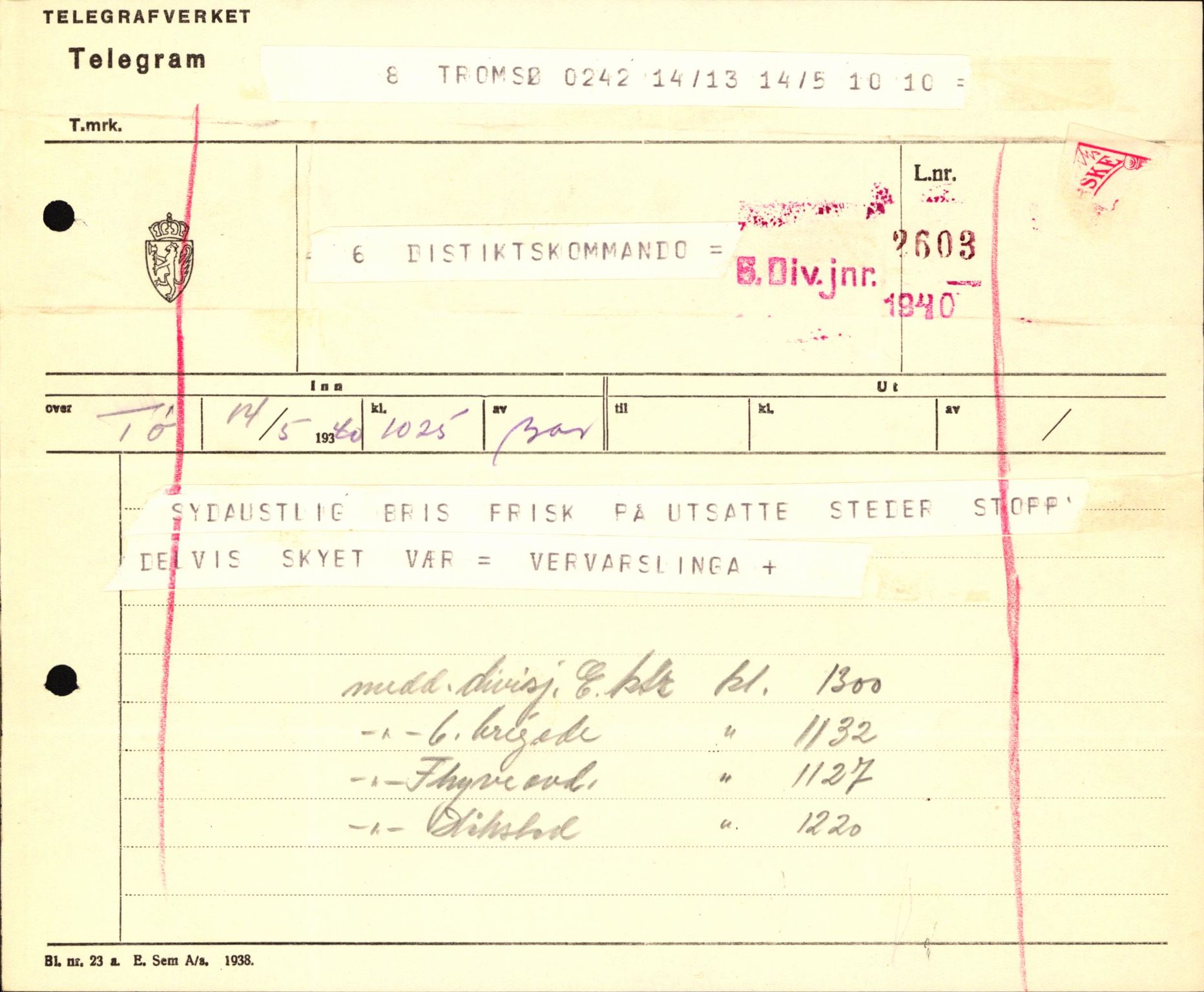 Forsvaret, Forsvarets krigshistoriske avdeling, AV/RA-RAFA-2017/Y/Yb/L0123: II-C-11-600  -  6. Divisjon med avdelinger, 1940, p. 599