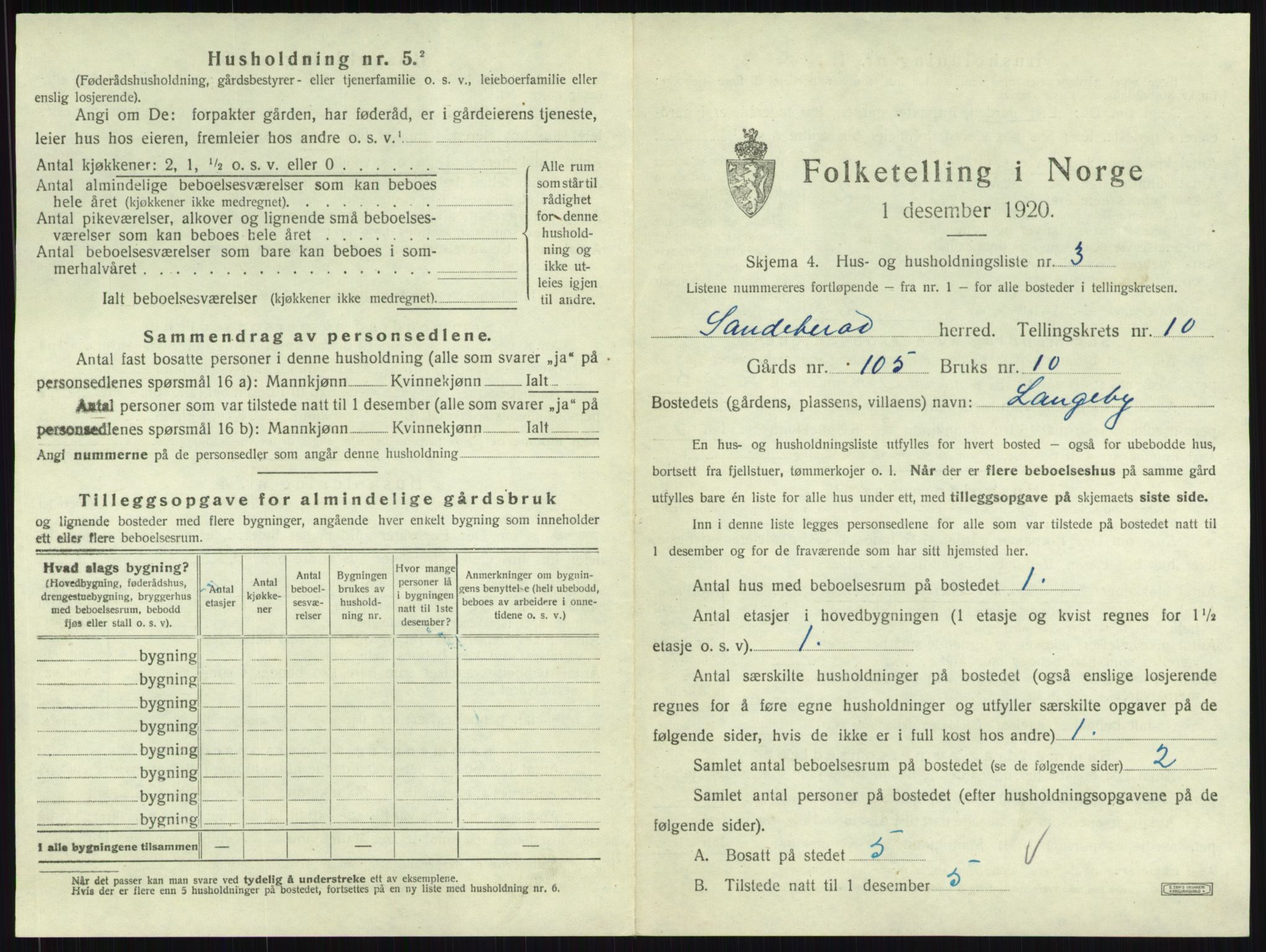 SAKO, 1920 census for Sandeherred, 1920, p. 2056