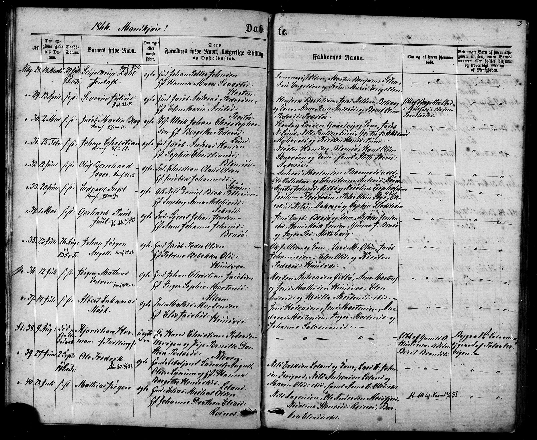 Ministerialprotokoller, klokkerbøker og fødselsregistre - Nordland, SAT/A-1459/830/L0449: Parish register (official) no. 830A13, 1866-1886, p. 3