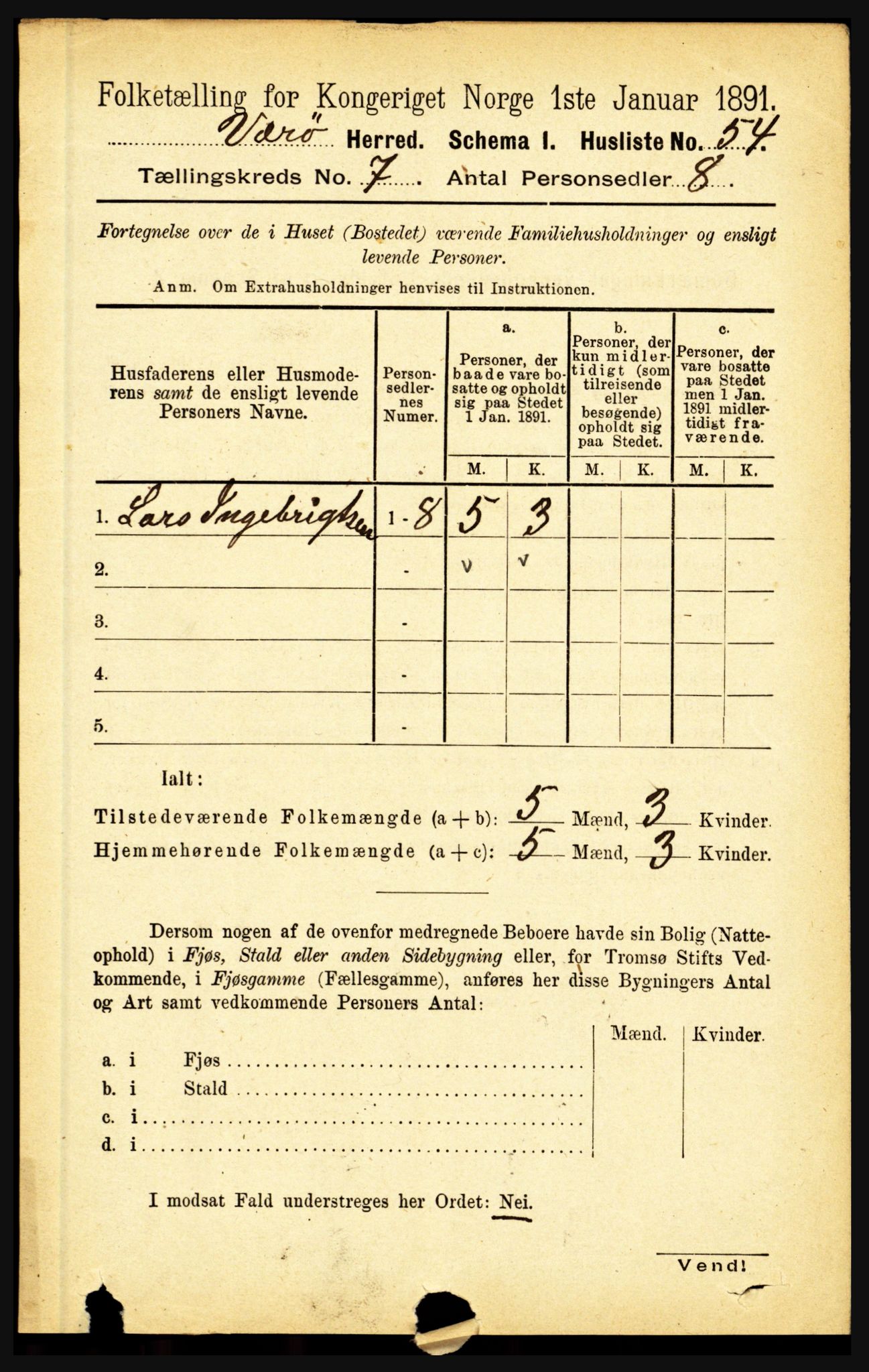 RA, 1891 census for 1857 Værøy, 1891, p. 756