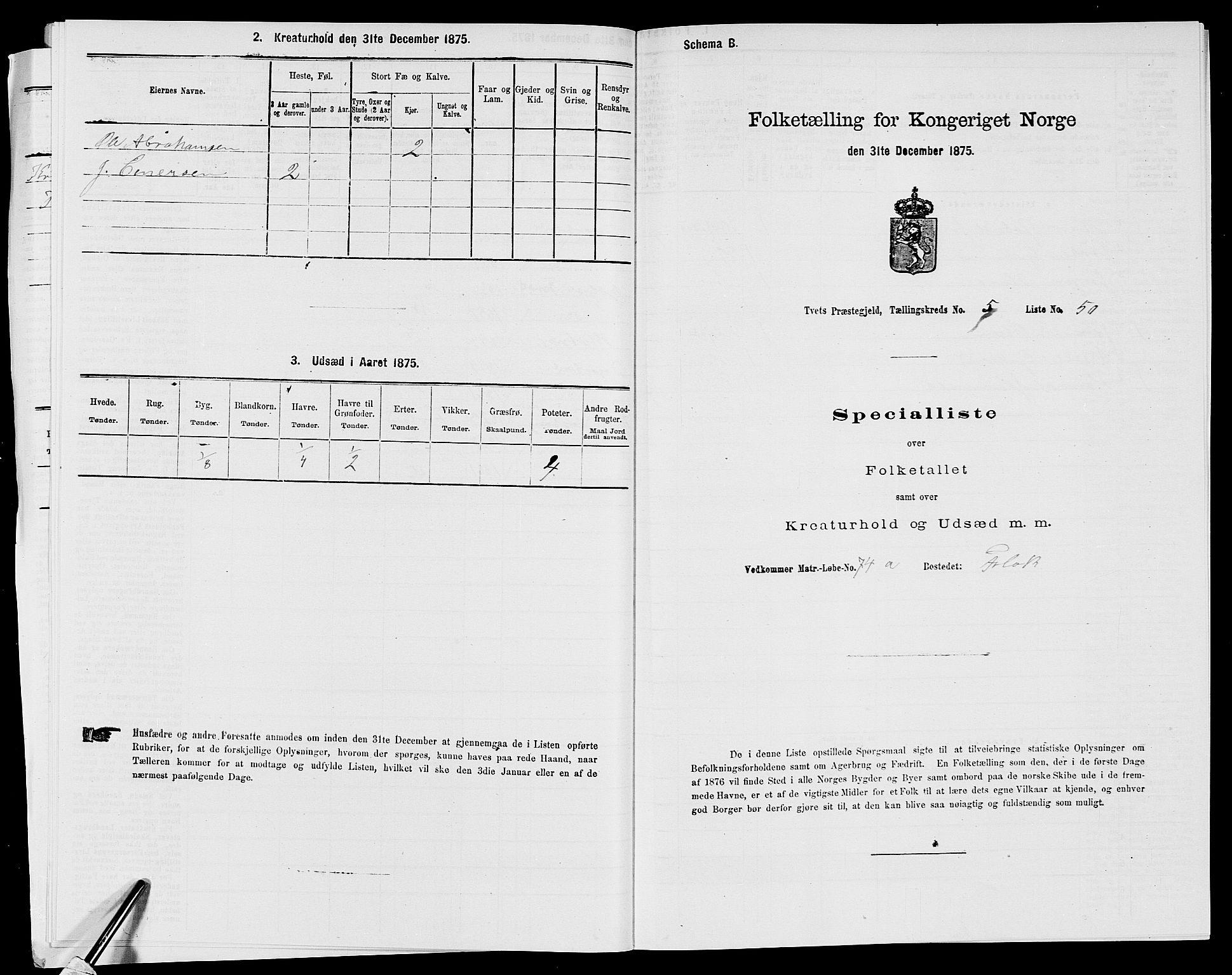 SAK, 1875 census for 1013P Tveit, 1875, p. 759