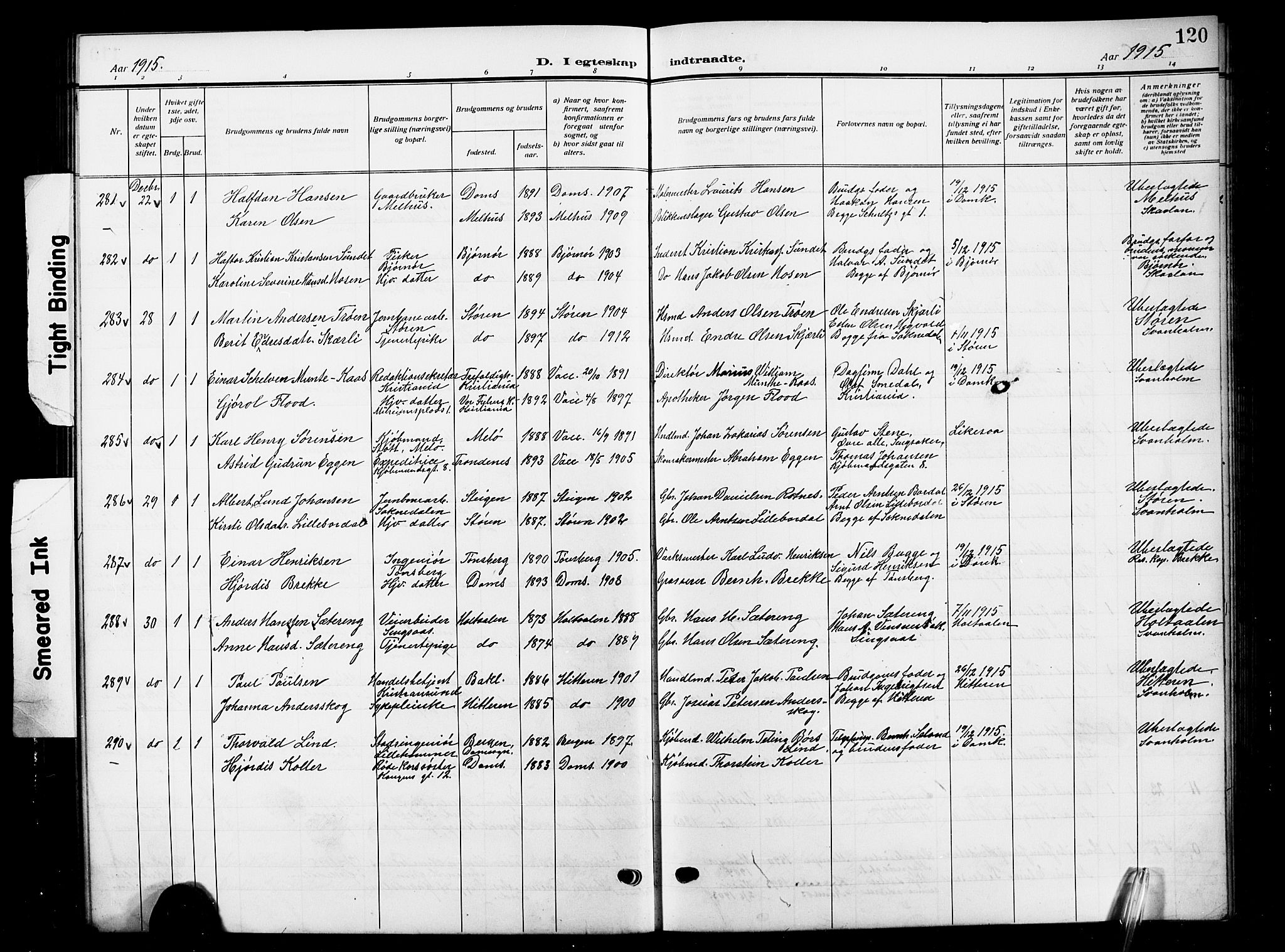 Ministerialprotokoller, klokkerbøker og fødselsregistre - Sør-Trøndelag, SAT/A-1456/601/L0097: Parish register (copy) no. 601C15, 1911-1921, p. 120