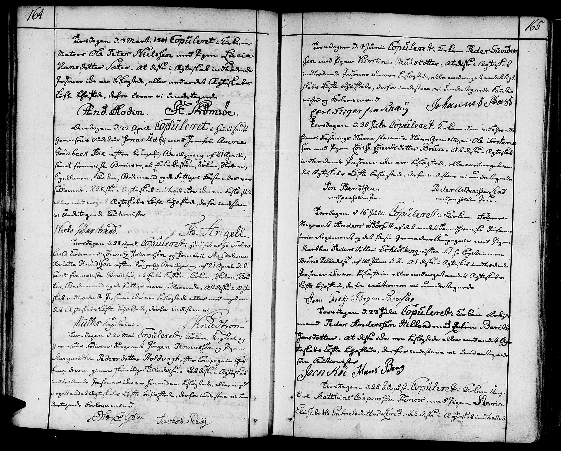Ministerialprotokoller, klokkerbøker og fødselsregistre - Sør-Trøndelag, SAT/A-1456/602/L0105: Parish register (official) no. 602A03, 1774-1814, p. 164-165