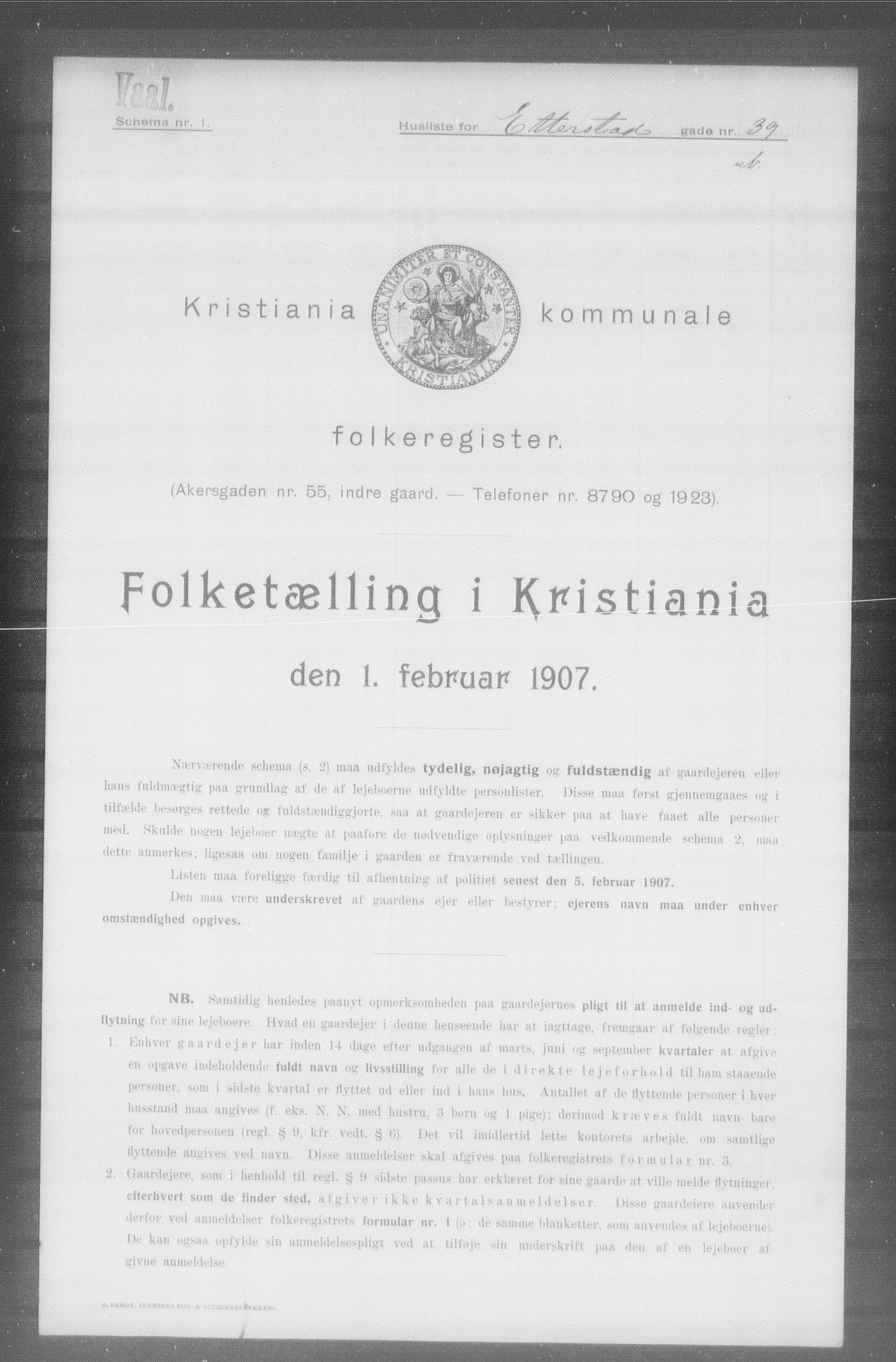 OBA, Municipal Census 1907 for Kristiania, 1907, p. 11424