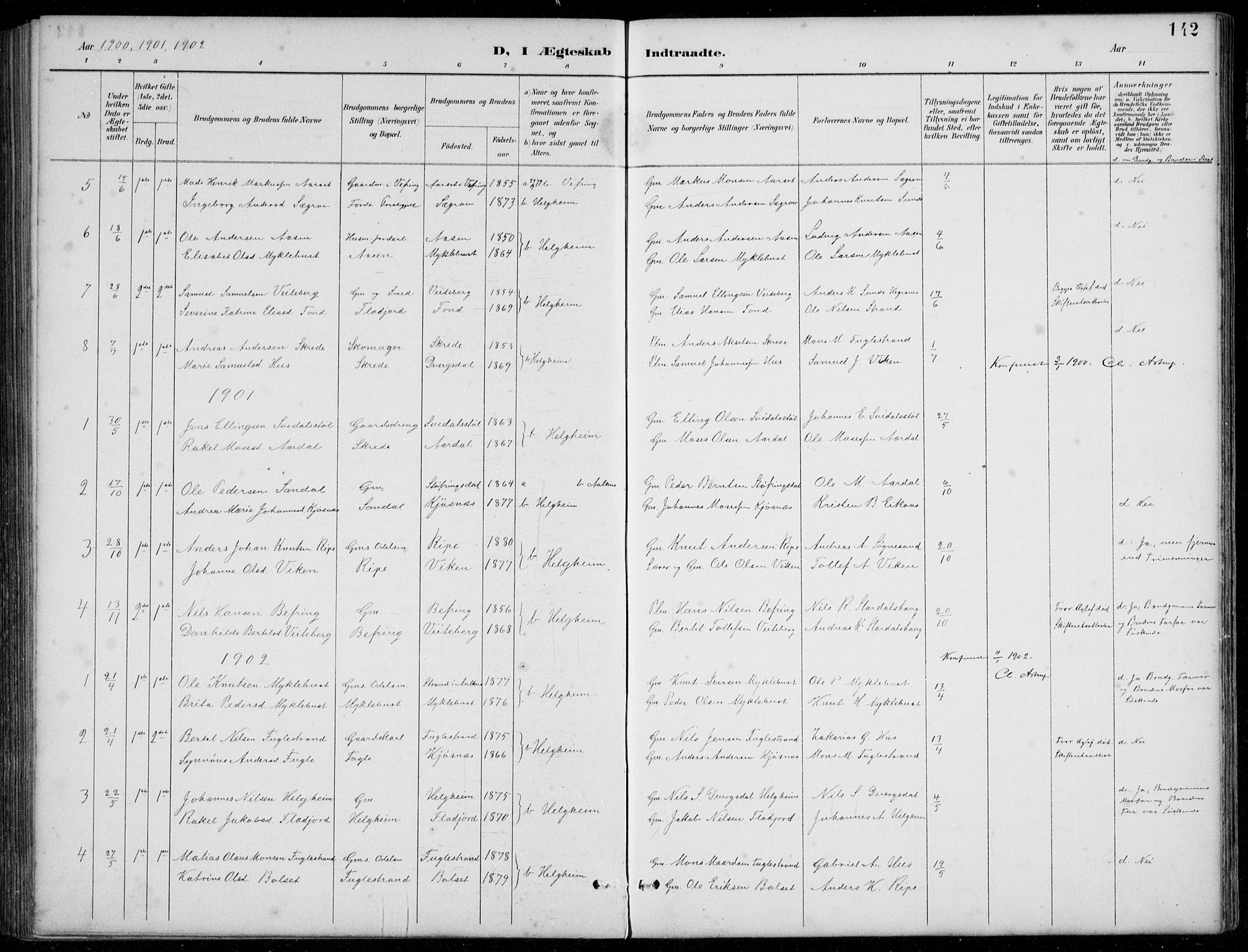 Jølster sokneprestembete, SAB/A-80701/H/Hab/Habb/L0002: Parish register (copy) no. B 2, 1887-1920, p. 142