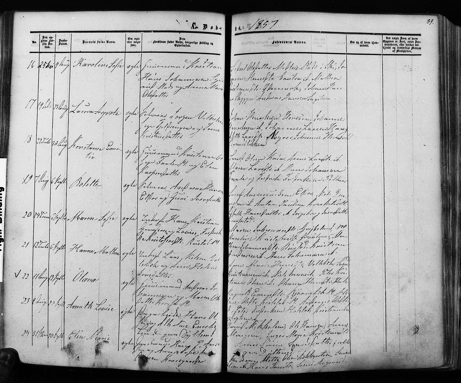 Ås prestekontor Kirkebøker, AV/SAO-A-10894/F/Fa/L0007: Parish register (official) no. I 7, 1854-1870, p. 89