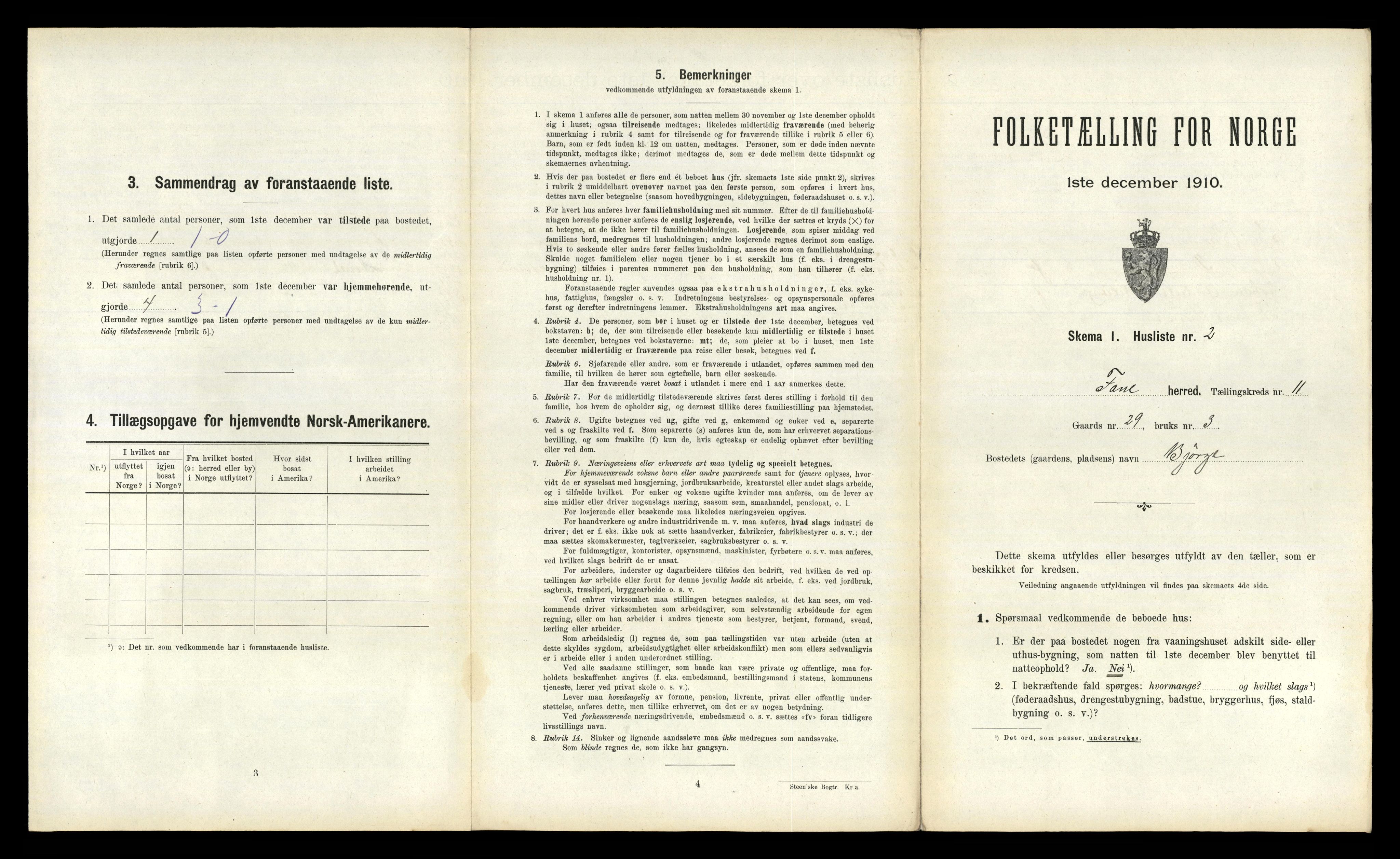 RA, 1910 census for Fana, 1910, p. 1429