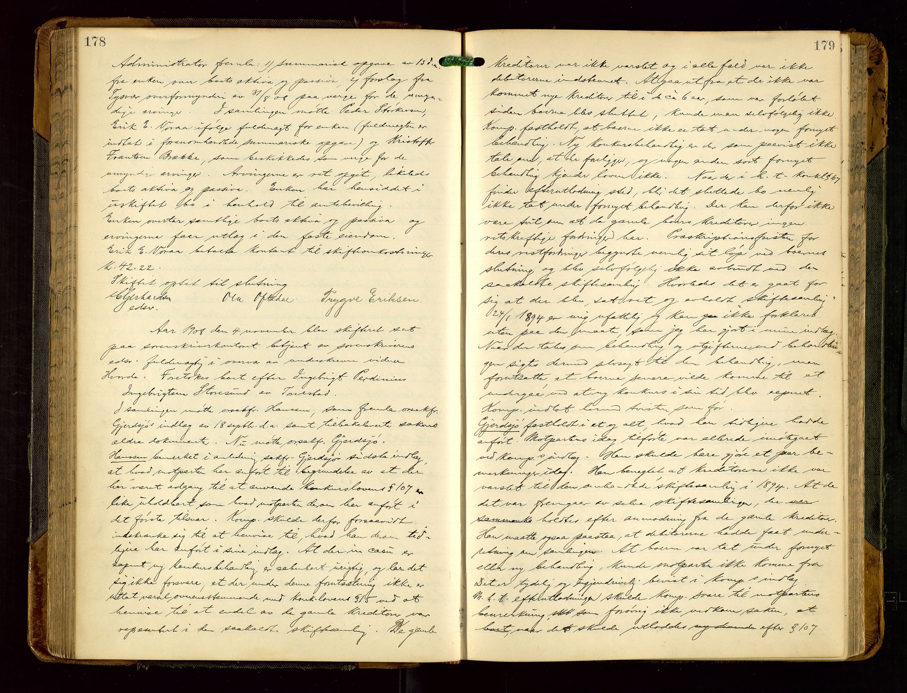 Karmsund sorenskriveri, AV/SAST-A-100311/01/IV/IVDBA/L0007: SKIFTEPROTOKOLL TORV/TYSV/SKJOLD/VATS, 1904-1924, p. 178-179