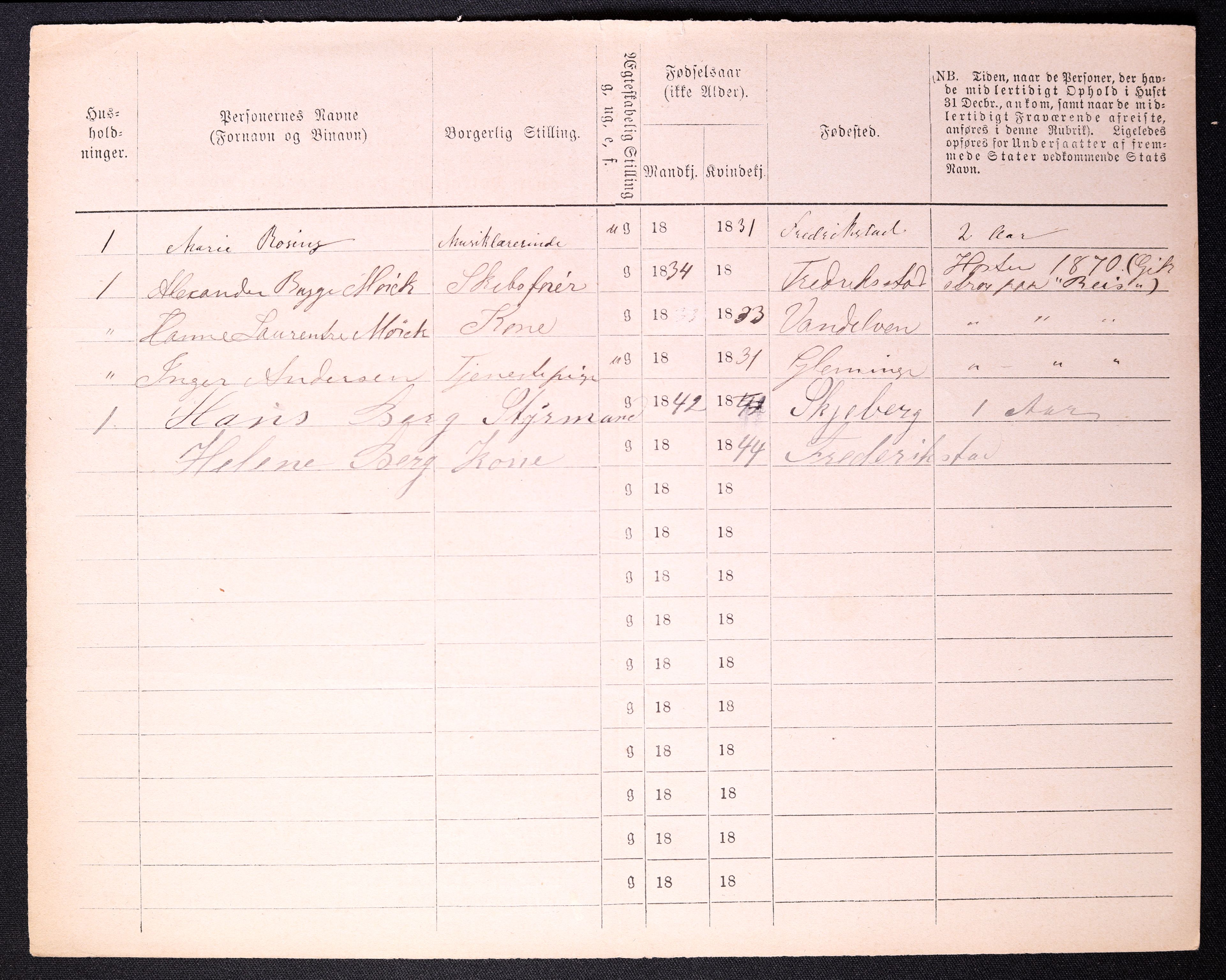 RA, 1870 census for 0103 Fredrikstad, 1870, p. 102