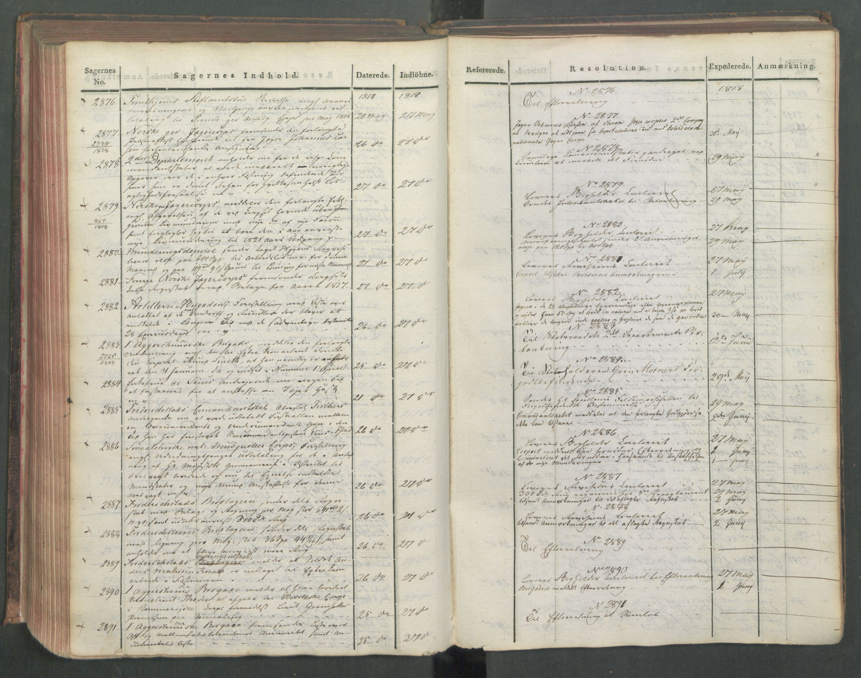 Armédepartementet, AV/RA-RAFA-3493/C/Ca/L0015: 6. Departements Journal, 1818