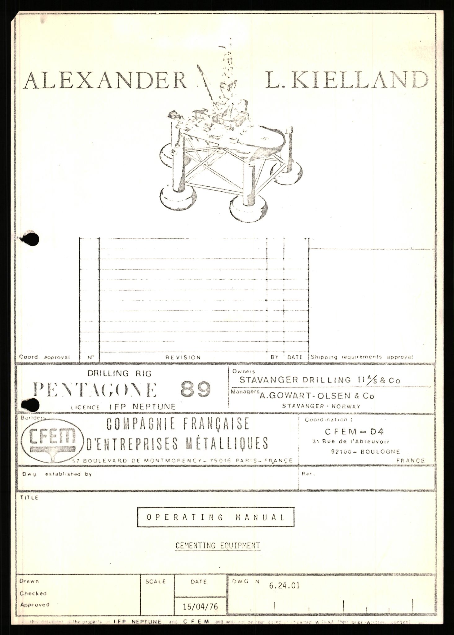 Pa 1503 - Stavanger Drilling AS, AV/SAST-A-101906/2/E/Eb/Ebb/L0008: Alexander L. Kielland plattform - Operation manual, 1976, p. 261