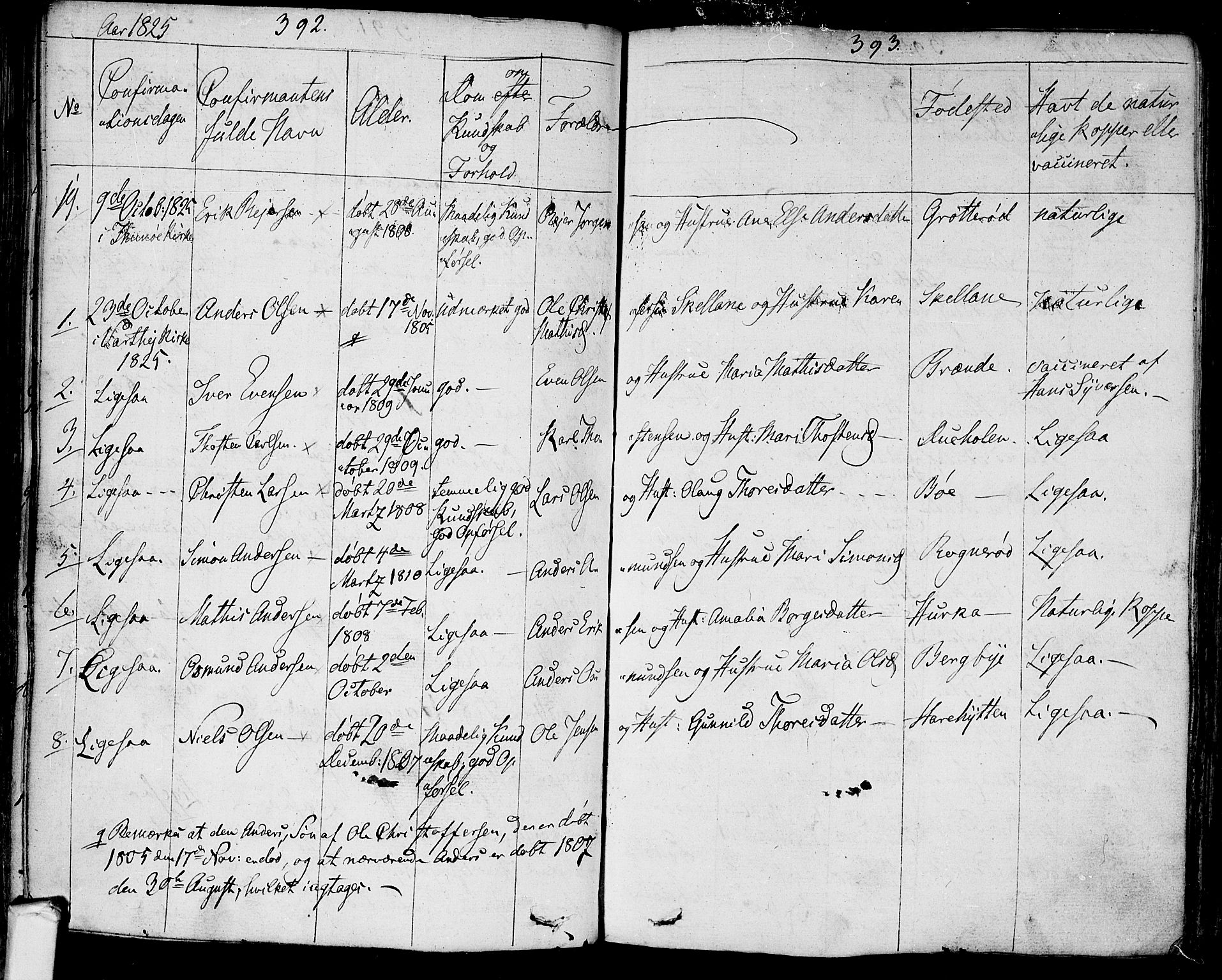 Tune prestekontor Kirkebøker, AV/SAO-A-2007/F/Fa/L0006: Parish register (official) no. 6, 1823-1831, p. 392-393