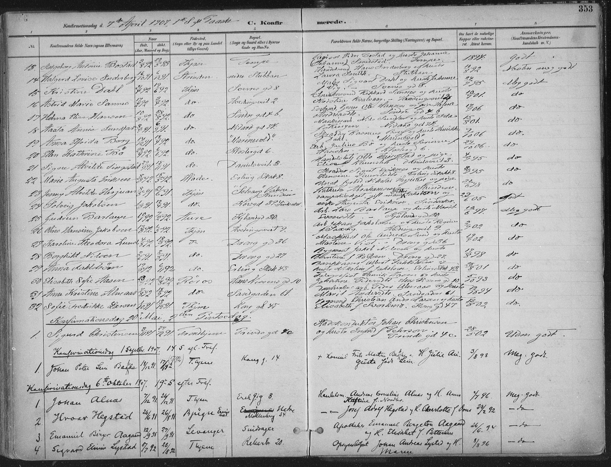 Ministerialprotokoller, klokkerbøker og fødselsregistre - Sør-Trøndelag, AV/SAT-A-1456/601/L0062: Parish register (official) no. 601A30, 1891-1911, p. 353