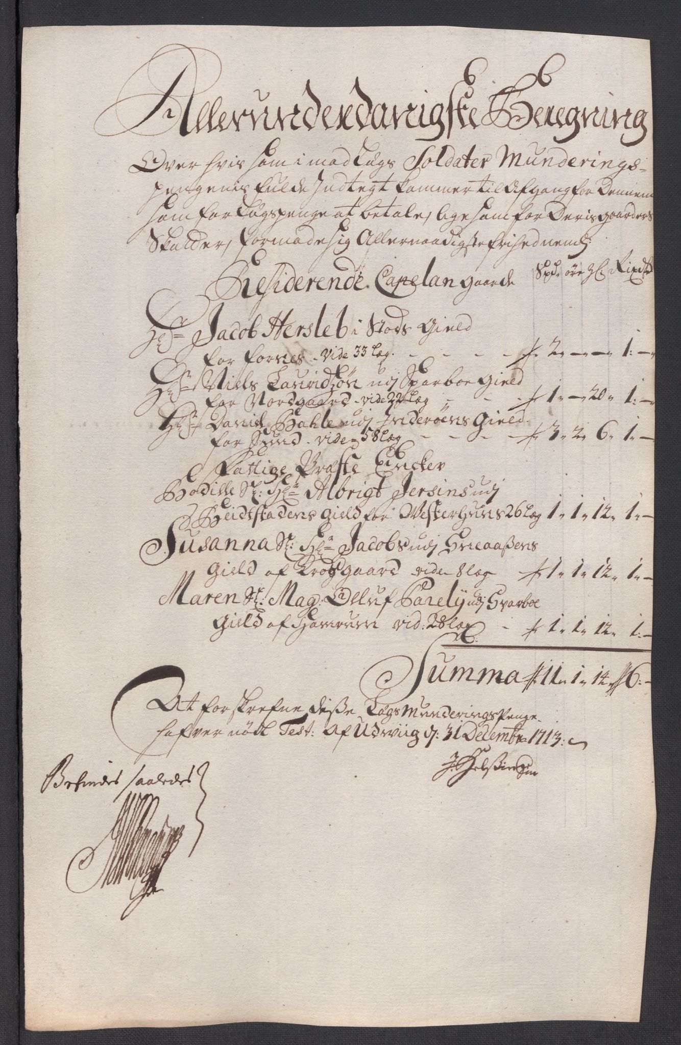 Rentekammeret inntil 1814, Reviderte regnskaper, Fogderegnskap, AV/RA-EA-4092/R63/L4321: Fogderegnskap Inderøy, 1713, p. 381