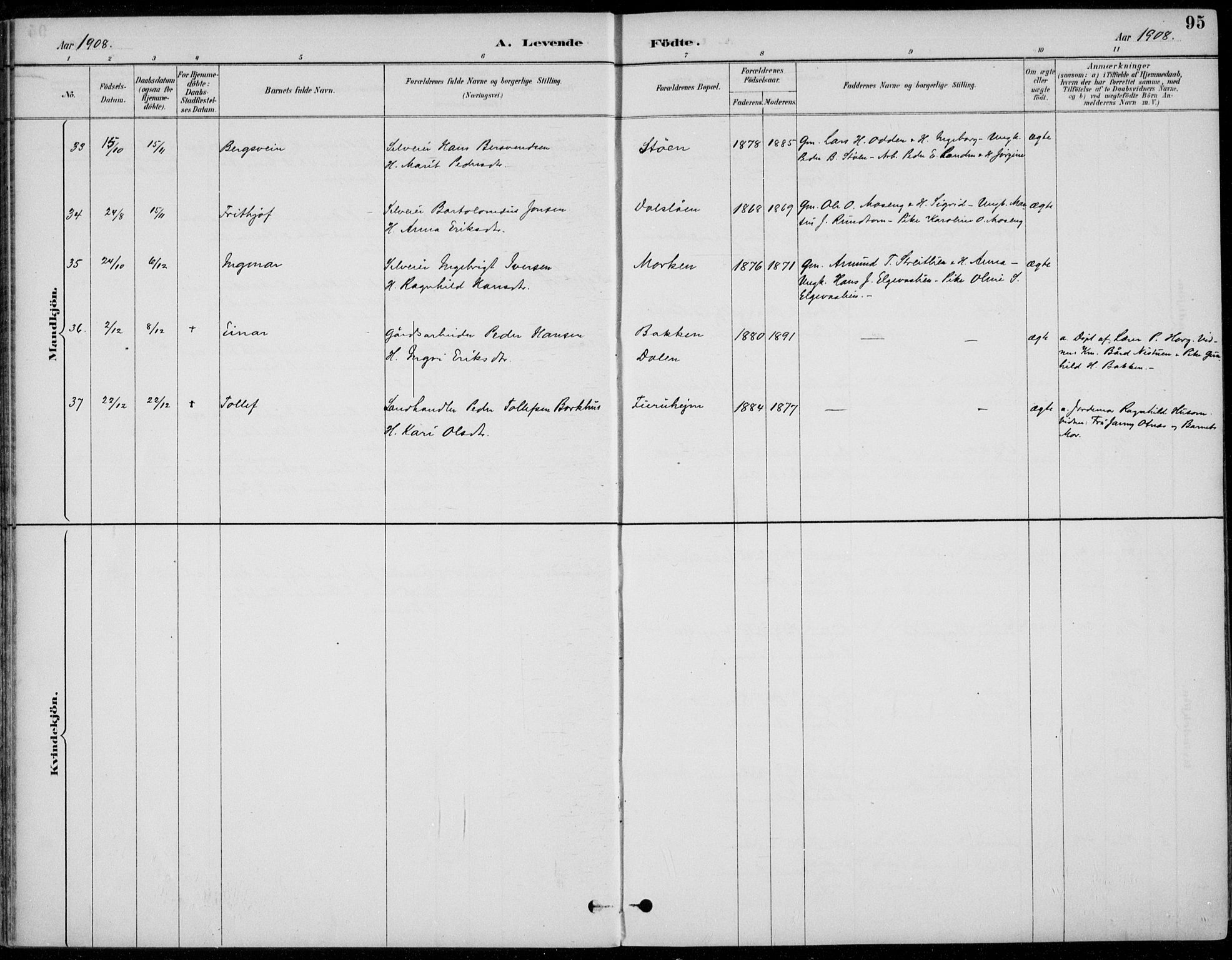 Alvdal prestekontor, AV/SAH-PREST-060/H/Ha/Haa/L0003: Parish register (official) no. 3, 1886-1912, p. 95