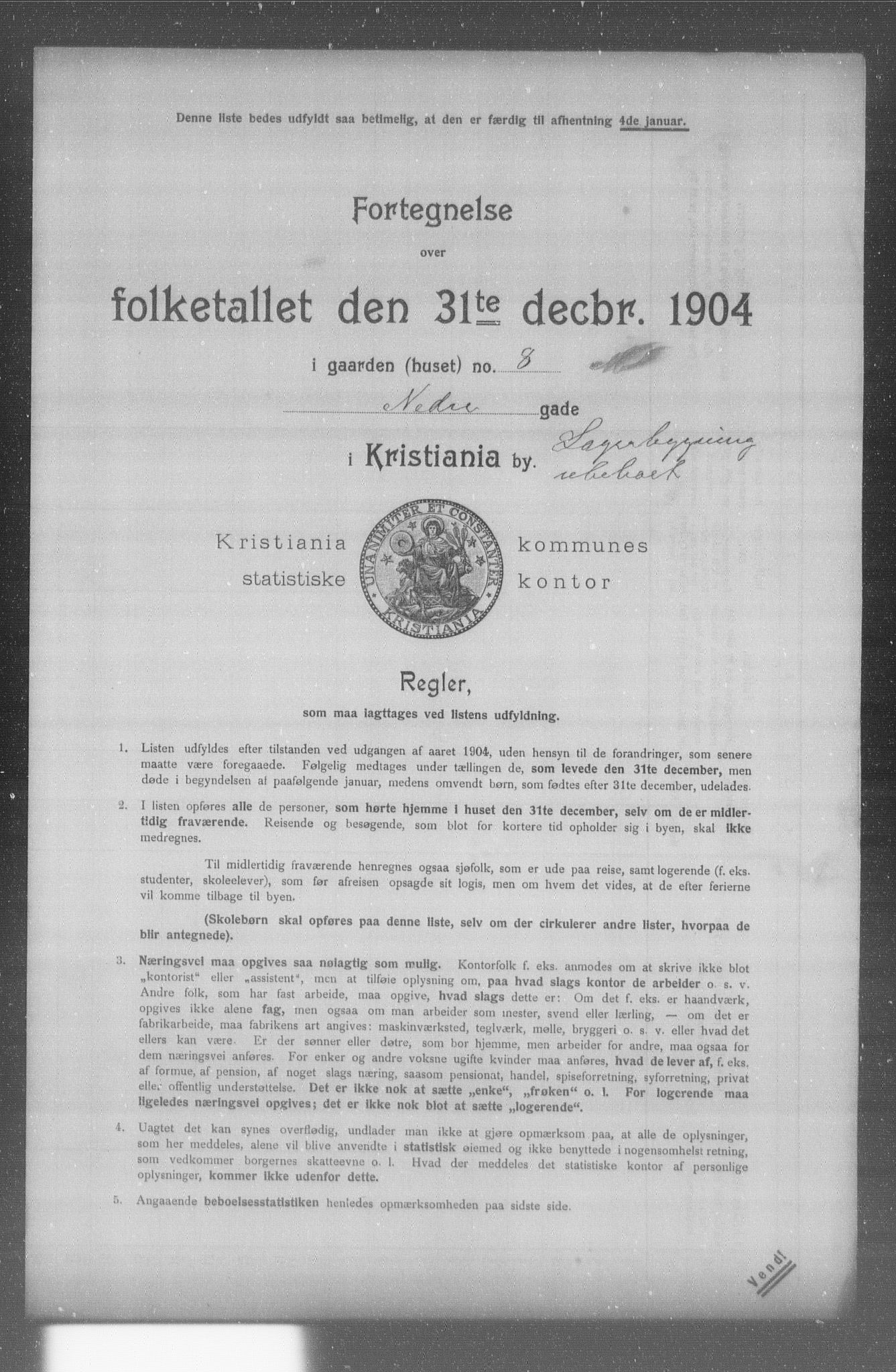 OBA, Municipal Census 1904 for Kristiania, 1904, p. 13219