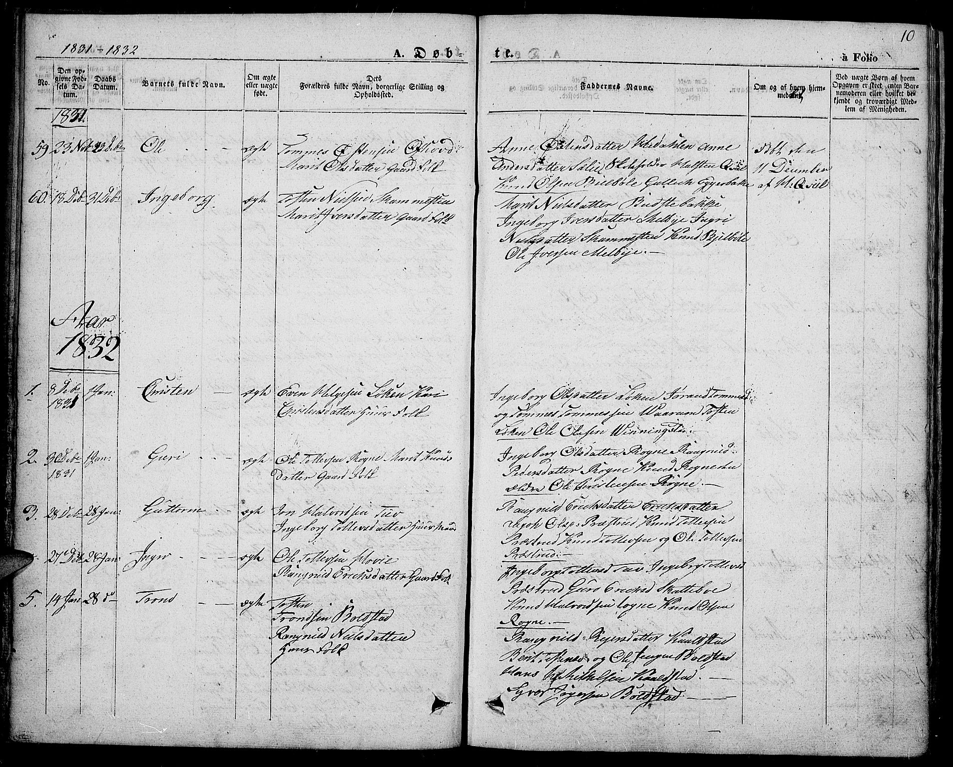 Slidre prestekontor, AV/SAH-PREST-134/H/Ha/Haa/L0004: Parish register (official) no. 4, 1831-1848, p. 10