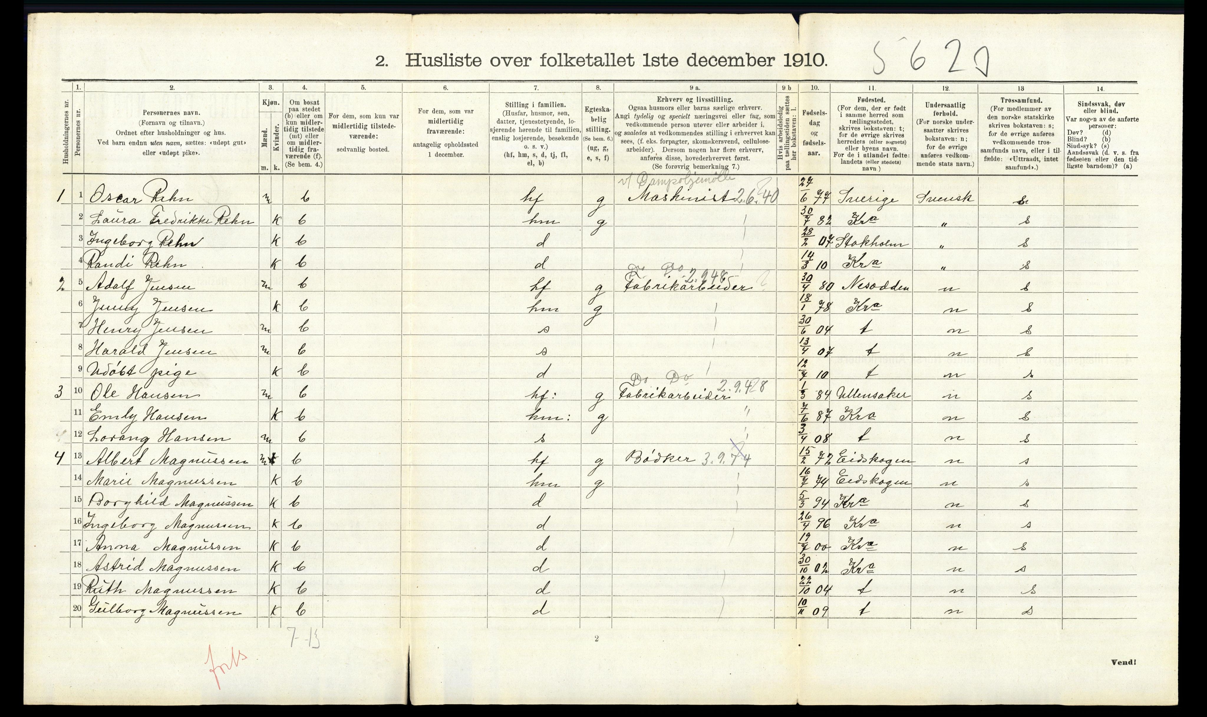 RA, 1910 census for Aker, 1910, p. 4642