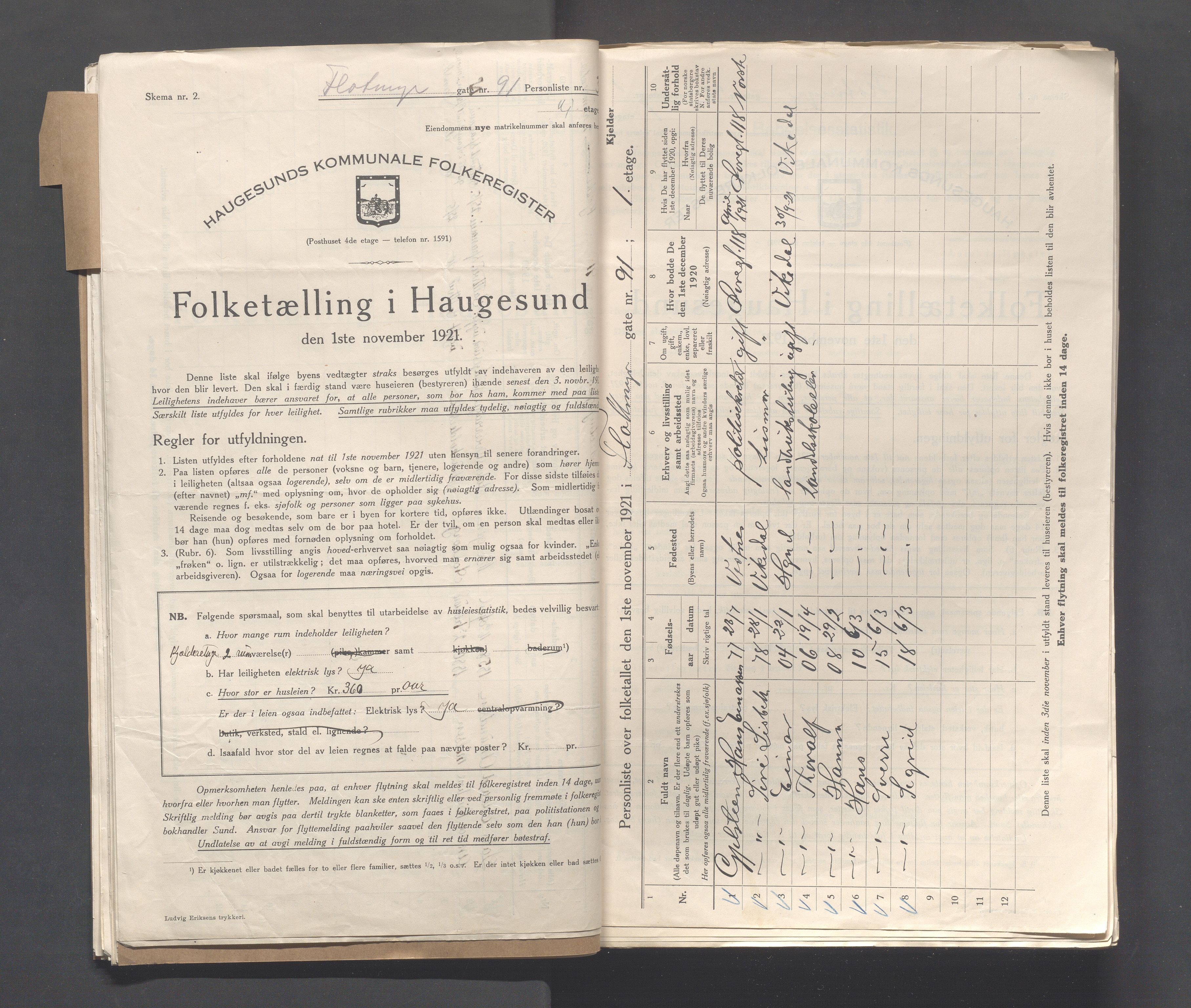 IKAR, Local census 1.11.1921 for Haugesund, 1921, p. 825