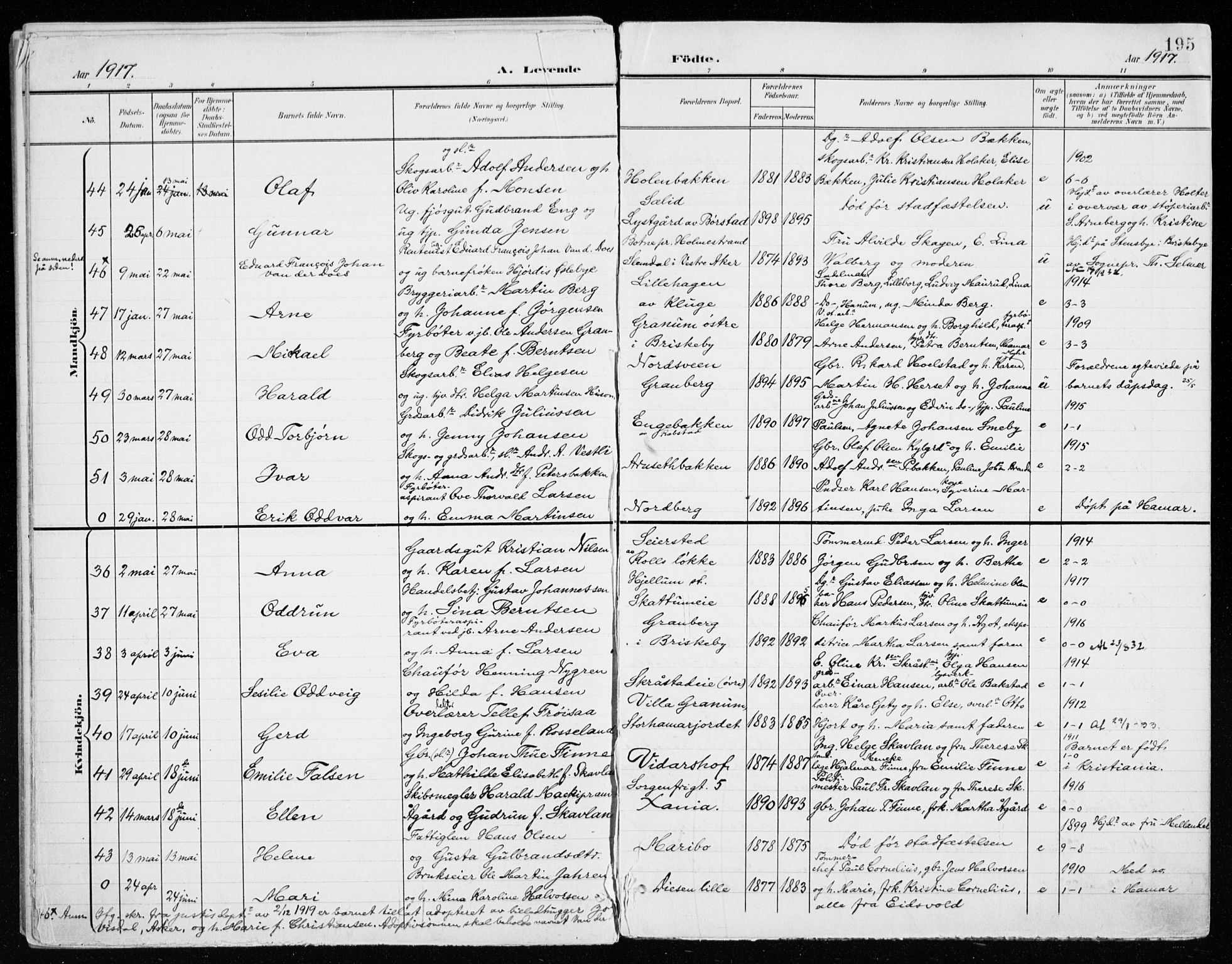 Vang prestekontor, Hedmark, AV/SAH-PREST-008/H/Ha/Haa/L0021: Parish register (official) no. 21, 1902-1917, p. 195