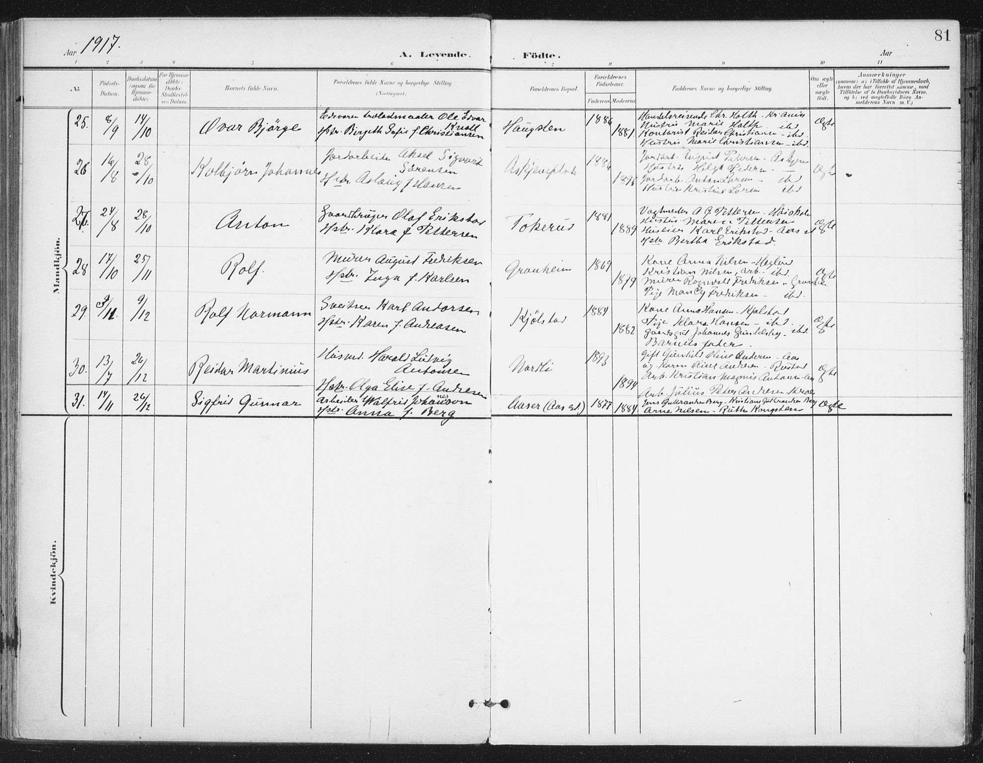 Ås prestekontor Kirkebøker, AV/SAO-A-10894/F/Fa/L0010: Parish register (official) no. I 10, 1900-1918, p. 81