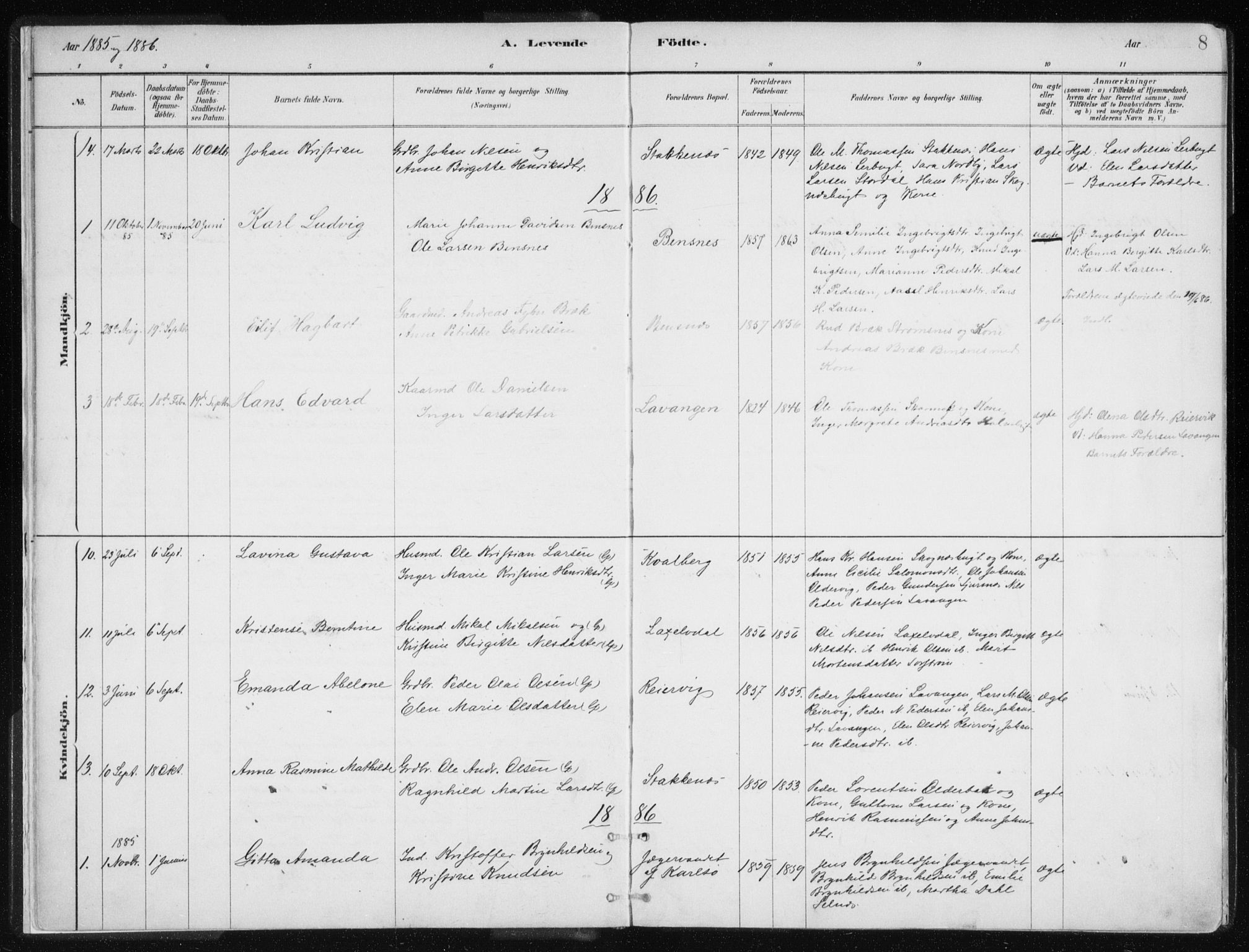 Lyngen sokneprestembete, AV/SATØ-S-1289/H/He/Hea/L0010kirke: Parish register (official) no. 10, 1883-1904, p. 8