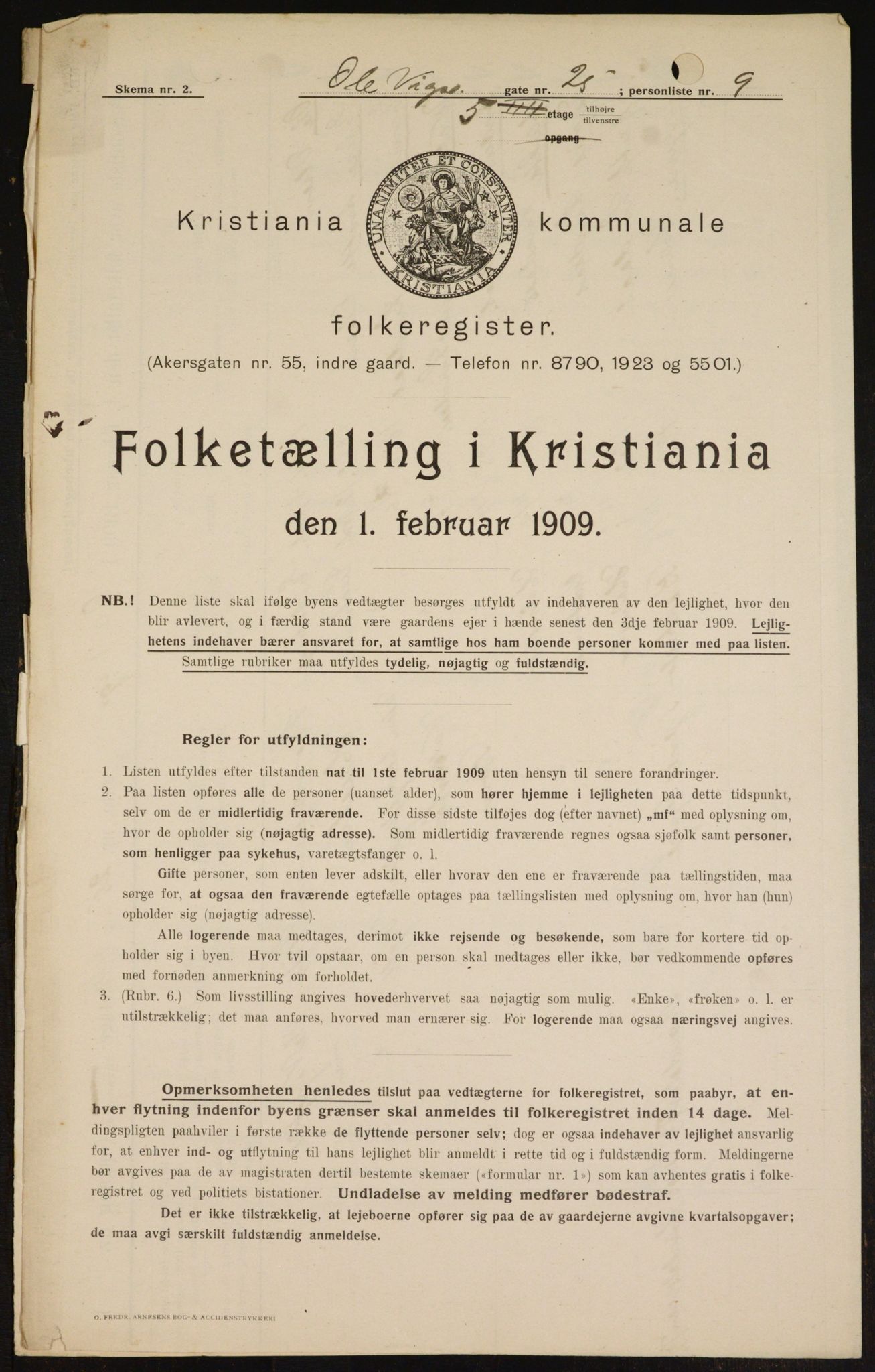 OBA, Municipal Census 1909 for Kristiania, 1909, p. 68522