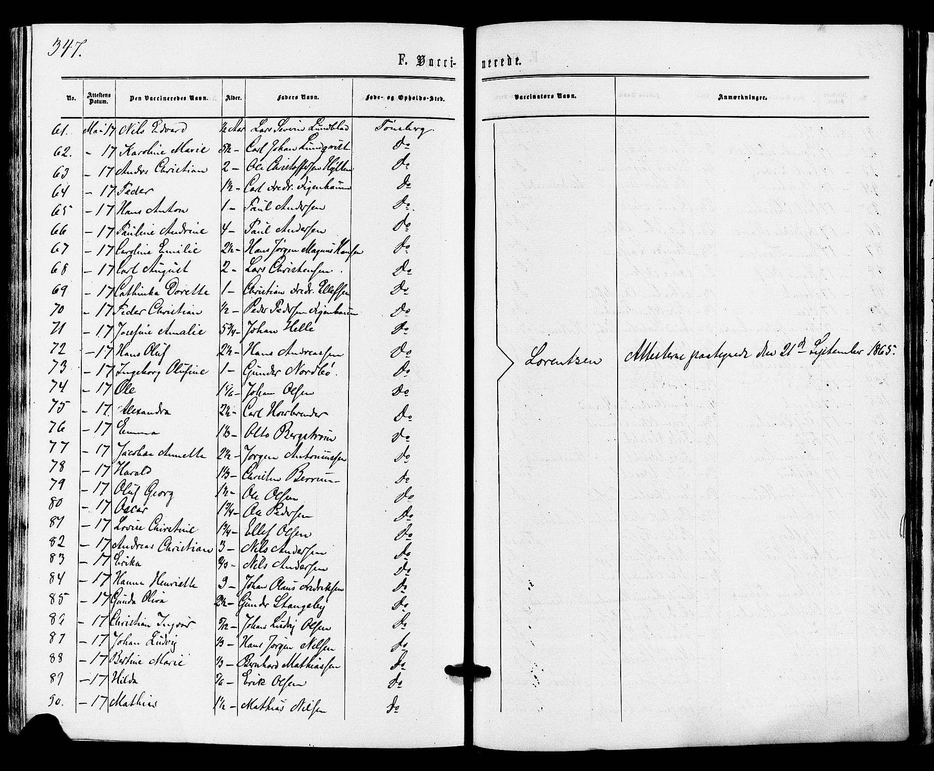 Tønsberg kirkebøker, AV/SAKO-A-330/F/Fa/L0009: Parish register (official) no. I 9, 1865-1873, p. 347