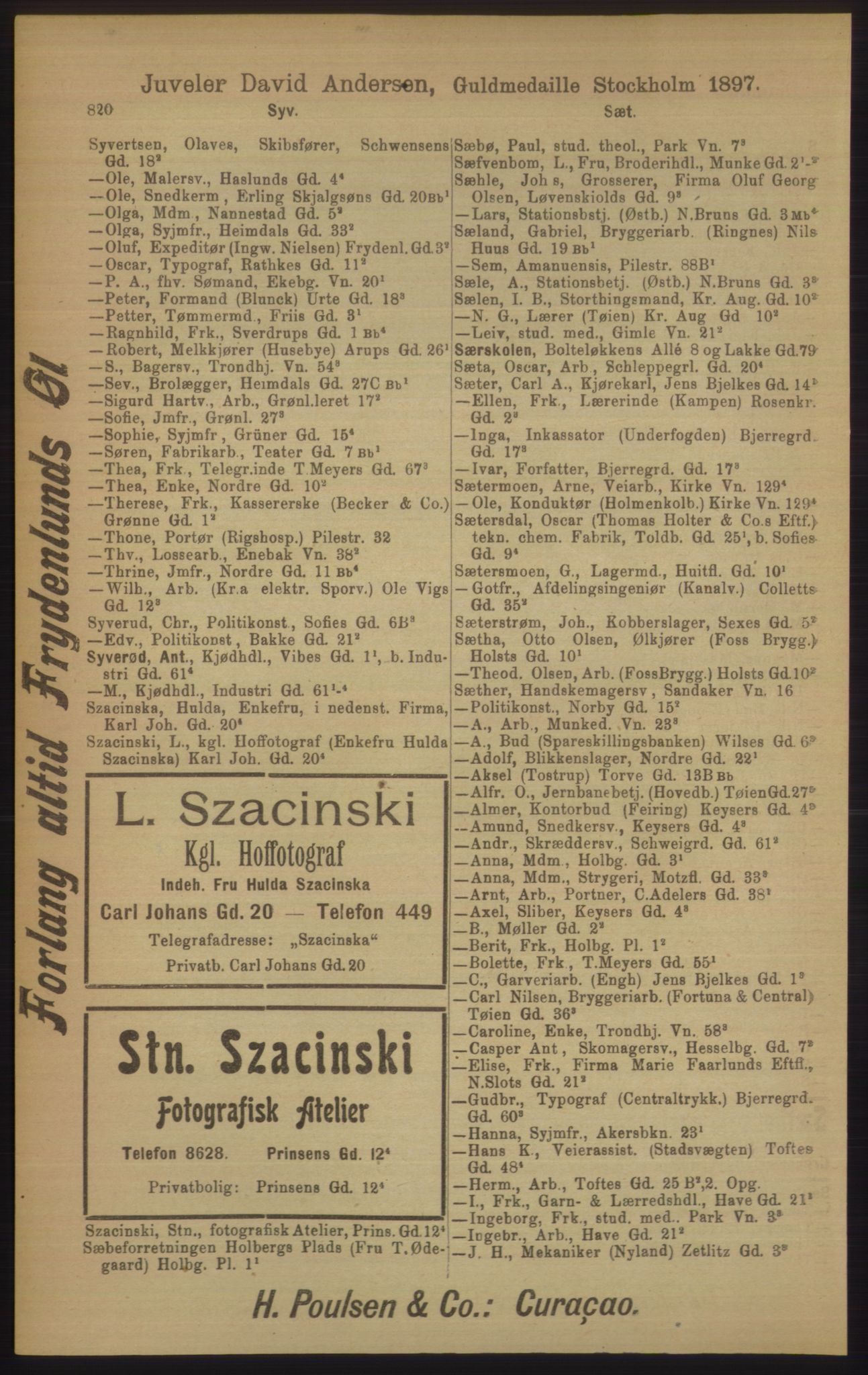 Kristiania/Oslo adressebok, PUBL/-, 1906, p. 820