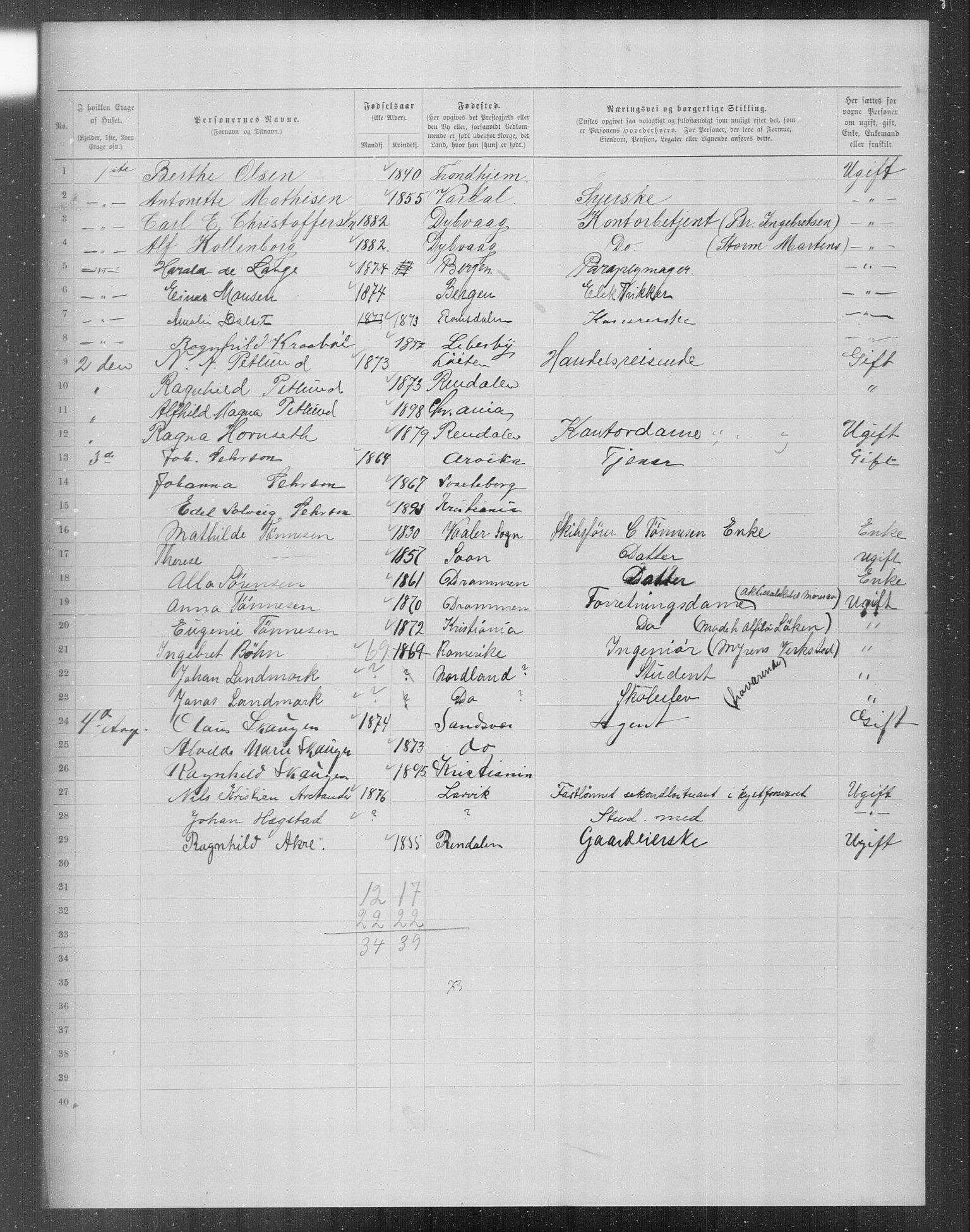 OBA, Municipal Census 1899 for Kristiania, 1899, p. 13078