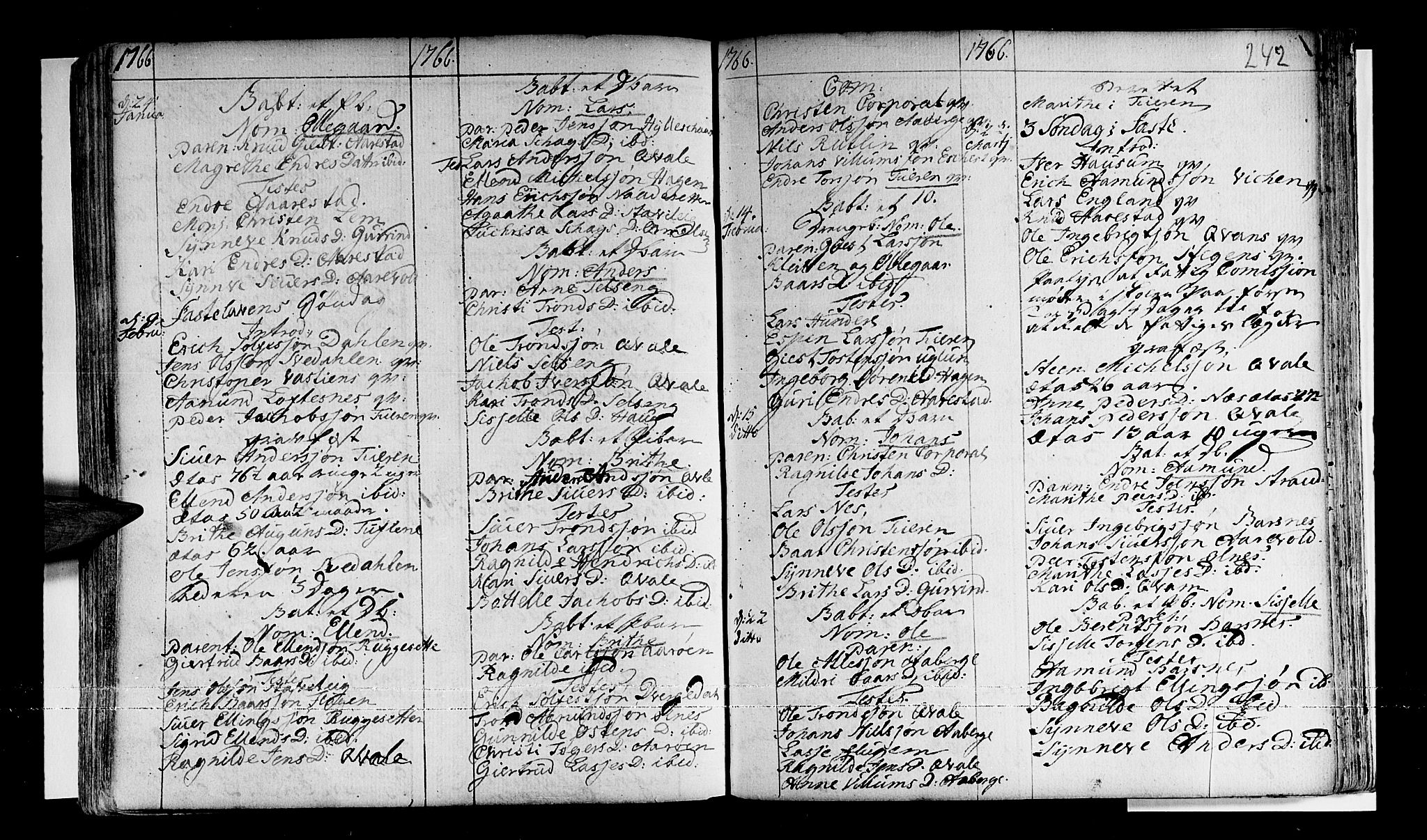 Sogndal sokneprestembete, AV/SAB-A-81301/H/Haa/Haaa/L0003: Parish register (official) no. A 3, 1747-1768, p. 242