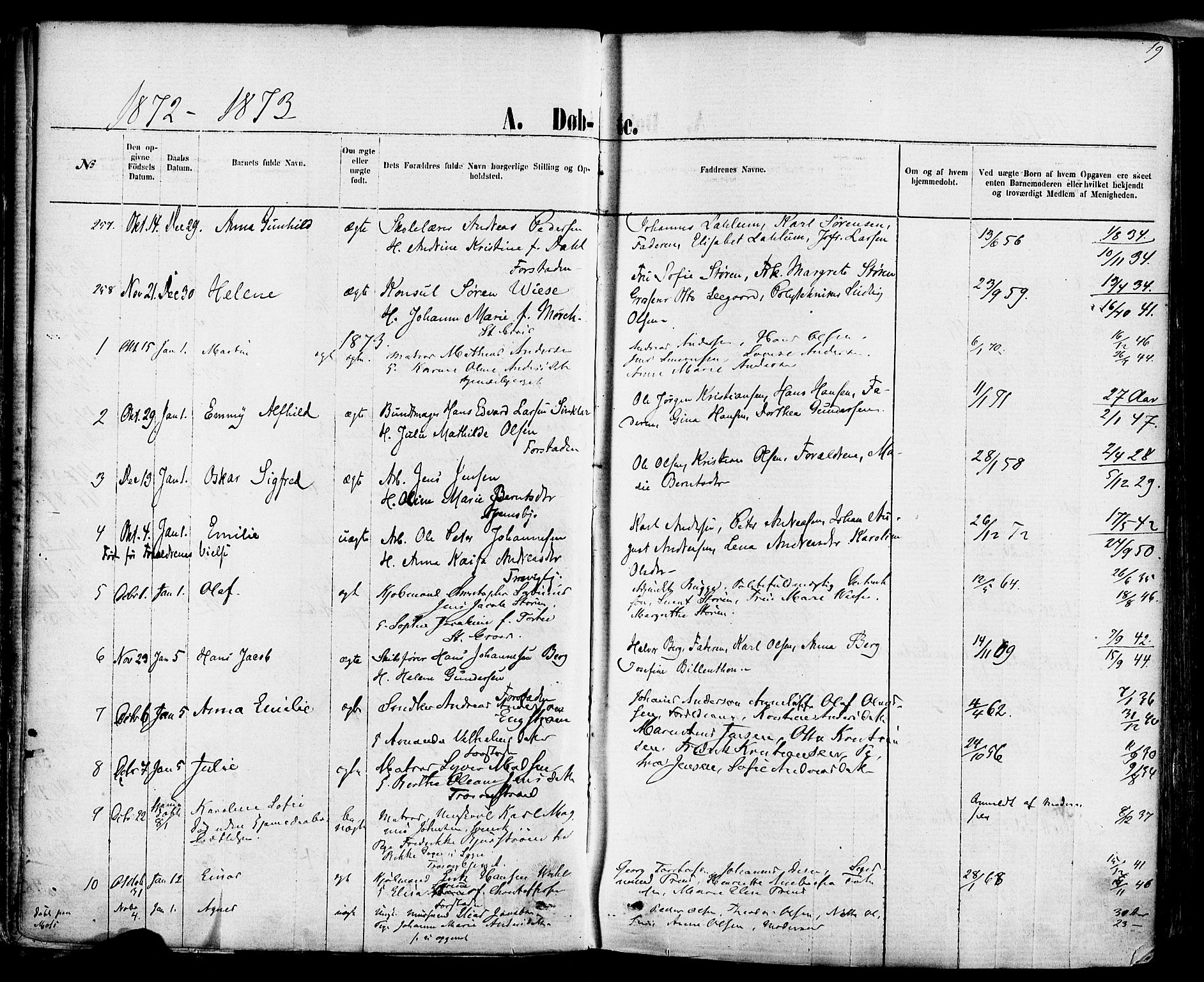 Fredrikstad domkirkes prestekontor Kirkebøker, SAO/A-10906/F/Fa/L0001: Parish register (official) no. 1, 1871-1878, p. 19