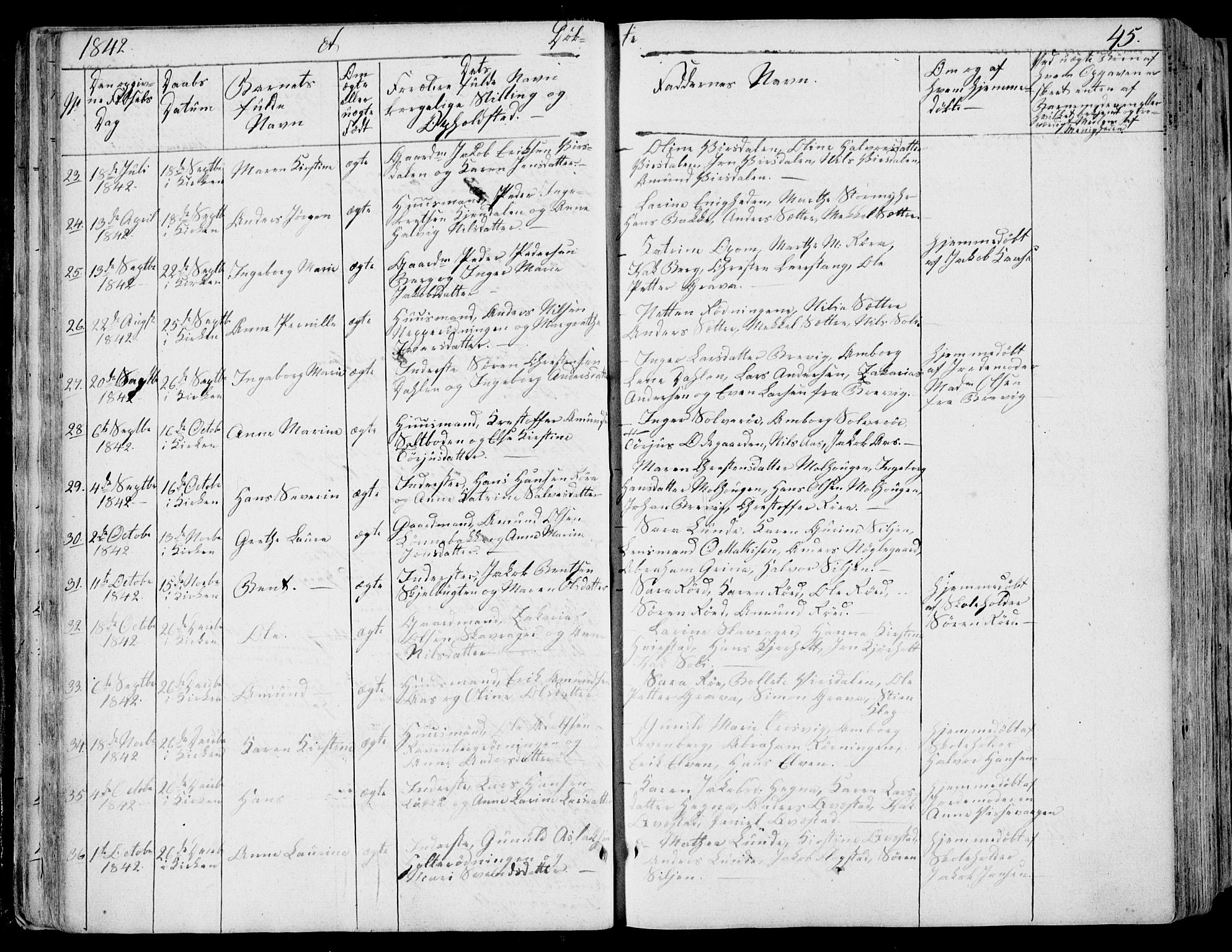 Eidanger kirkebøker, AV/SAKO-A-261/F/Fa/L0008: Parish register (official) no. 8, 1831-1858, p. 45