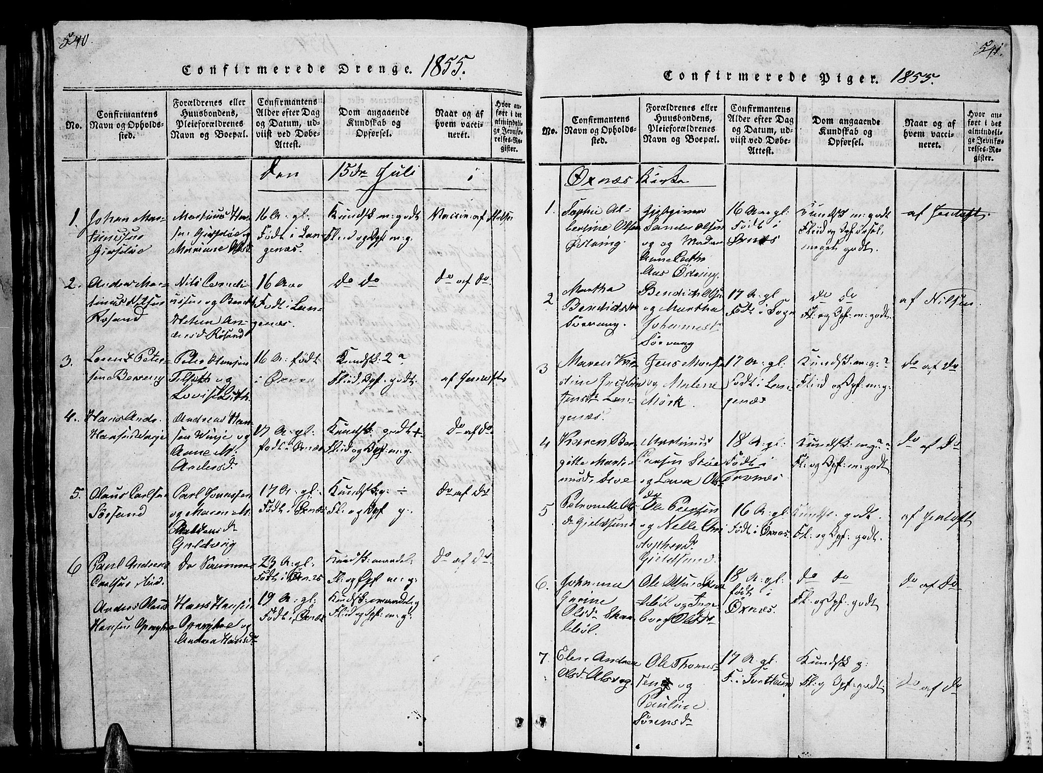 Ministerialprotokoller, klokkerbøker og fødselsregistre - Nordland, AV/SAT-A-1459/893/L1346: Parish register (copy) no. 893C01, 1820-1858, p. 540-541