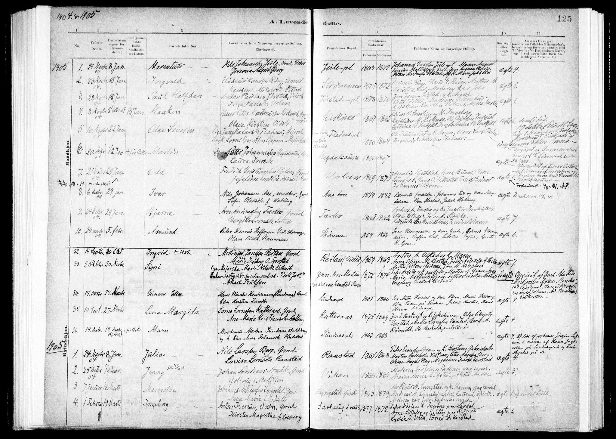 Ministerialprotokoller, klokkerbøker og fødselsregistre - Nord-Trøndelag, SAT/A-1458/730/L0285: Parish register (official) no. 730A10, 1879-1914, p. 125