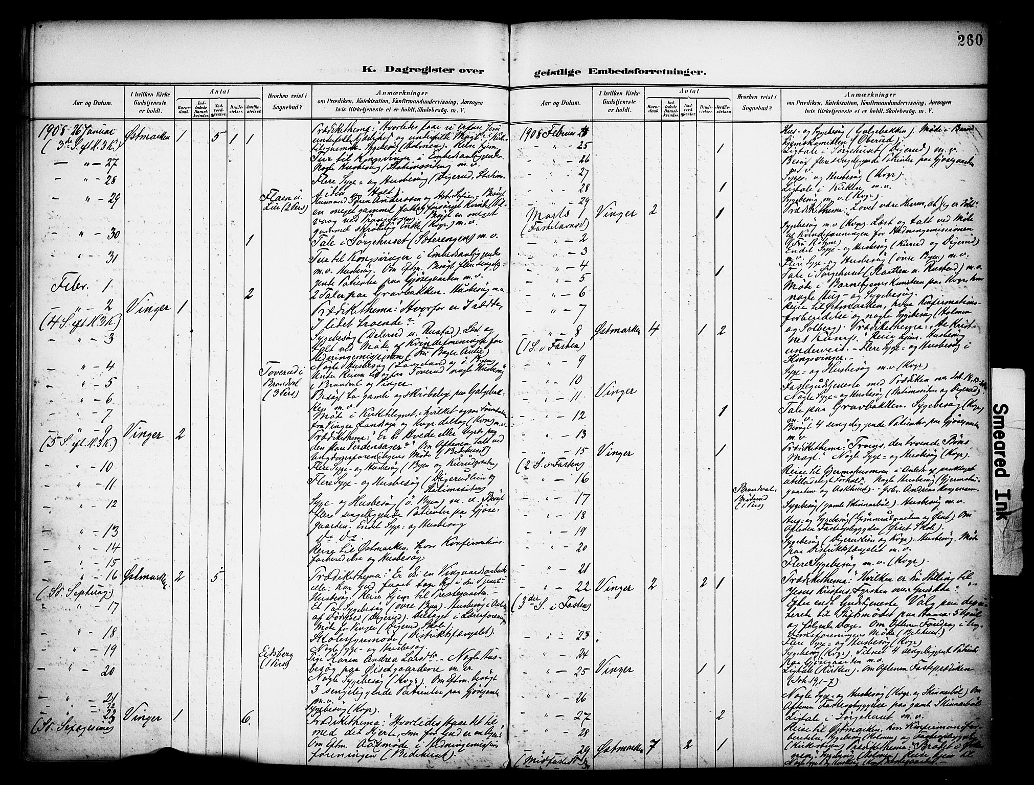 Vinger prestekontor, AV/SAH-PREST-024/H/Ha/Haa/L0016: Parish register (official) no. 16, 1898-1920, p. 260