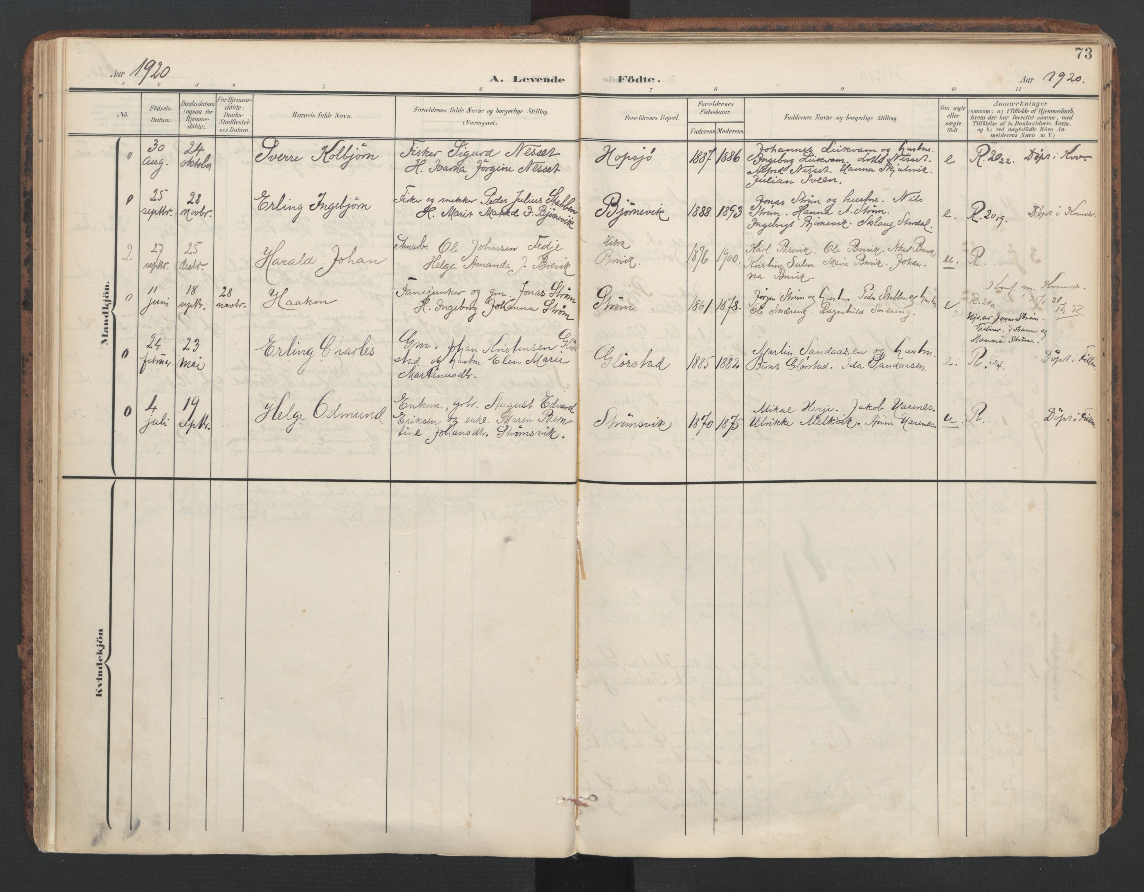 Ministerialprotokoller, klokkerbøker og fødselsregistre - Sør-Trøndelag, SAT/A-1456/634/L0537: Parish register (official) no. 634A13, 1896-1922, p. 73