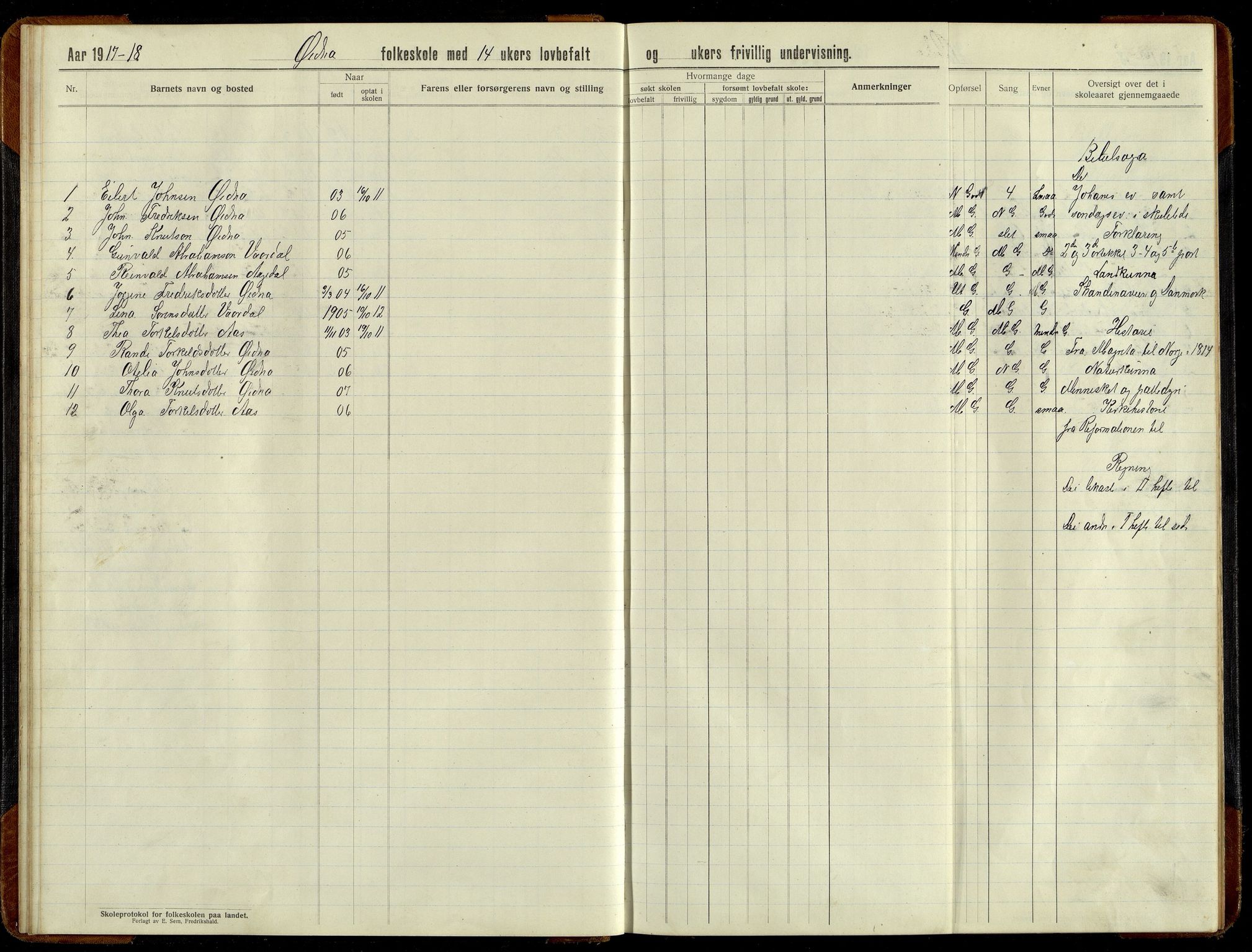 Grindheim kommune - Høyland Skolekrets, IKAV/1027GR551/H/L0002: Skoleprotokoll (d), 1913-1956