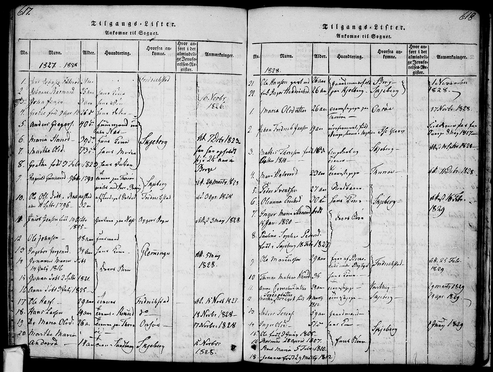 Borge prestekontor Kirkebøker, AV/SAO-A-10903/F/Fa/L0003: Parish register (official) no. I 3, 1815-1836, p. 617-618