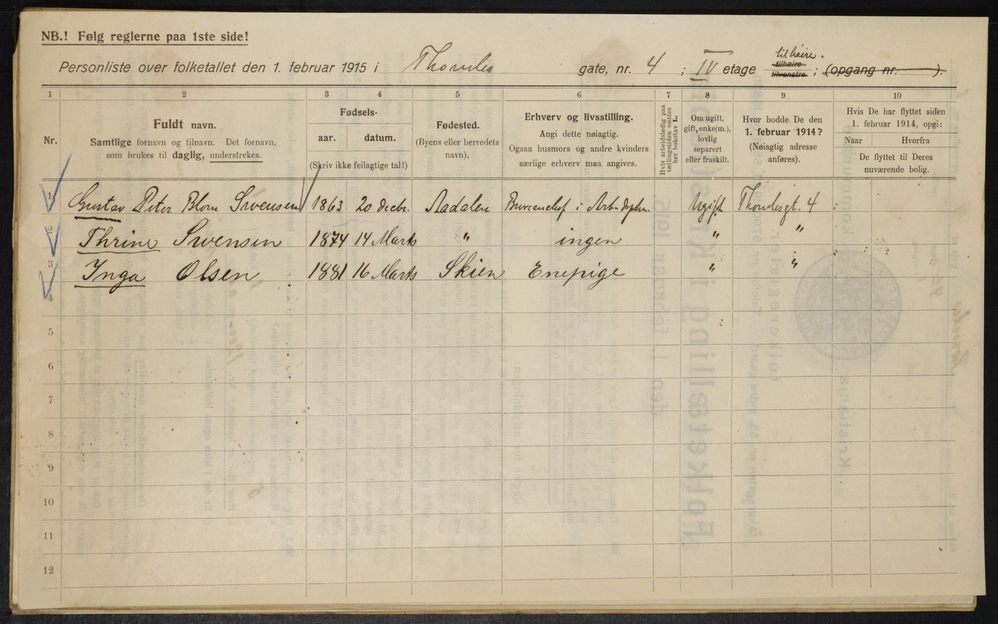 OBA, Municipal Census 1915 for Kristiania, 1915, p. 109503