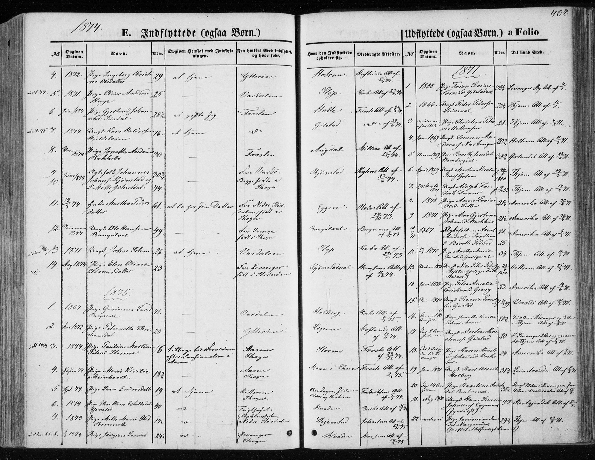 Ministerialprotokoller, klokkerbøker og fødselsregistre - Nord-Trøndelag, AV/SAT-A-1458/717/L0157: Parish register (official) no. 717A08 /1, 1863-1877, p. 408