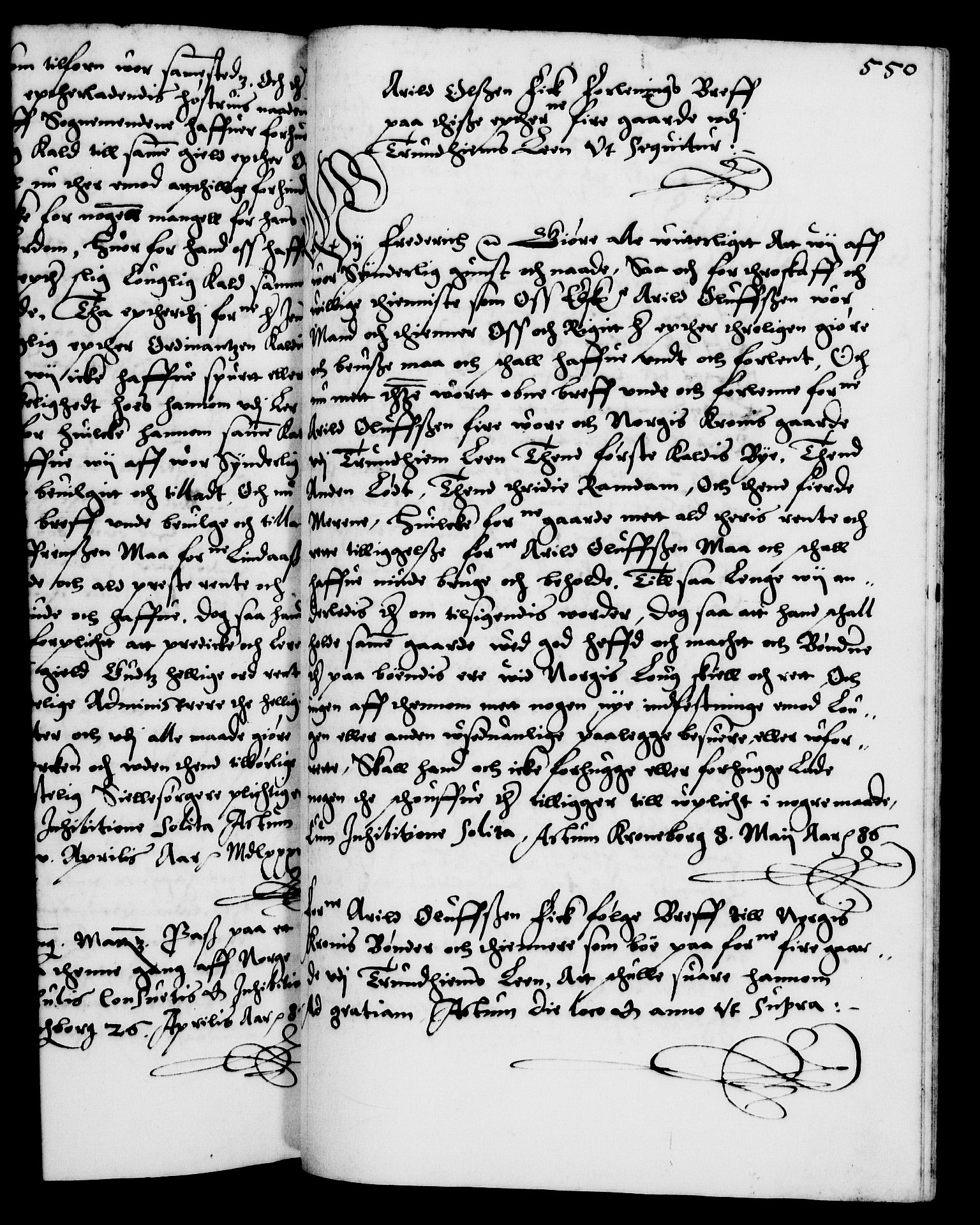 Danske Kanselli 1572-1799, RA/EA-3023/F/Fc/Fca/Fcaa/L0001: Norske registre (mikrofilm), 1572-1588, p. 550a