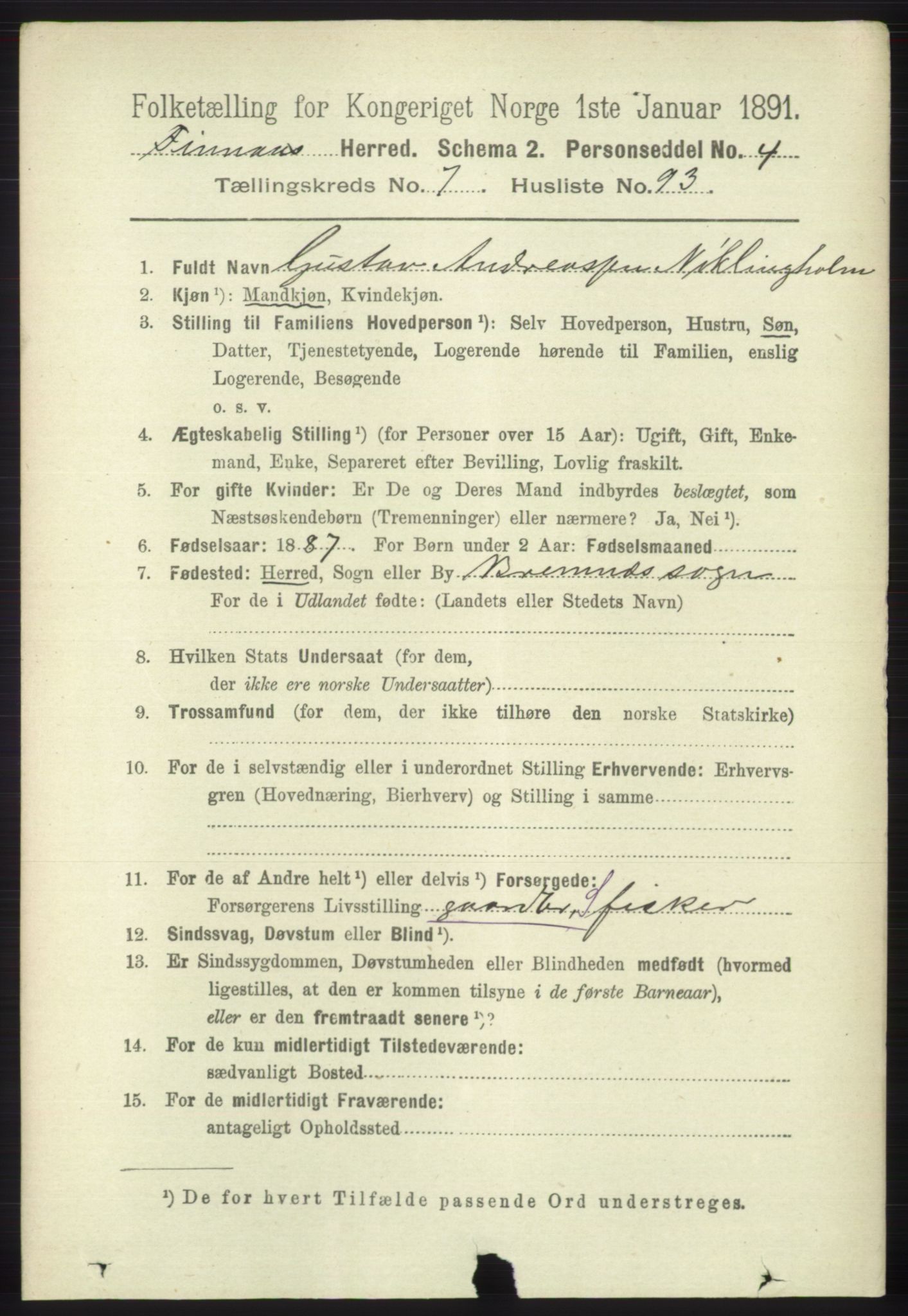 RA, 1891 census for 1218 Finnås, 1891, p. 3290