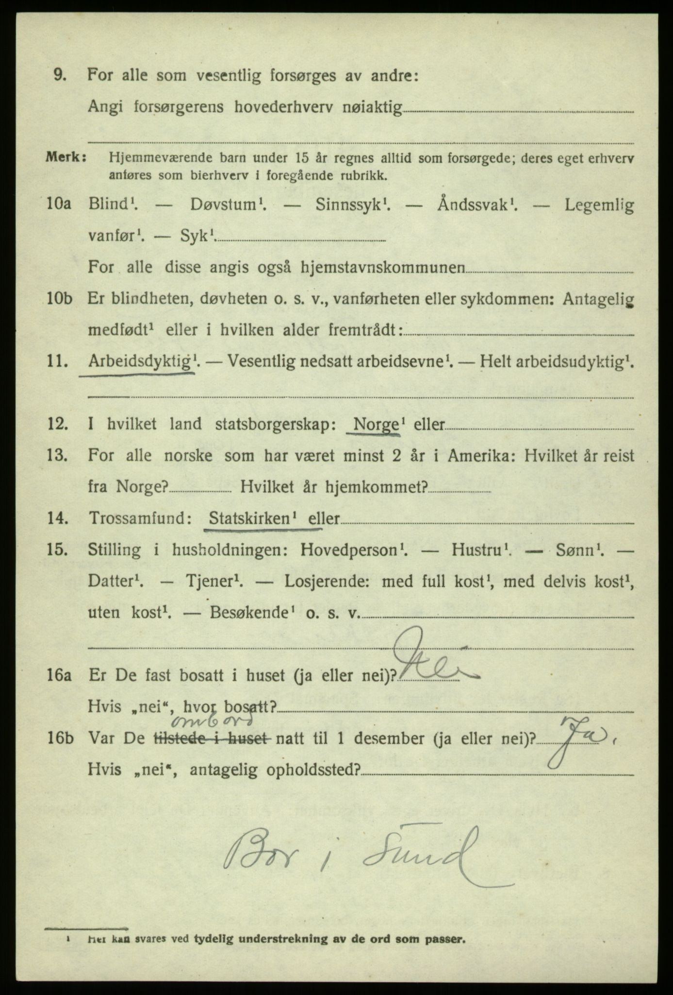 SAB, 1920 census for Hosanger, 1920, p. 2296