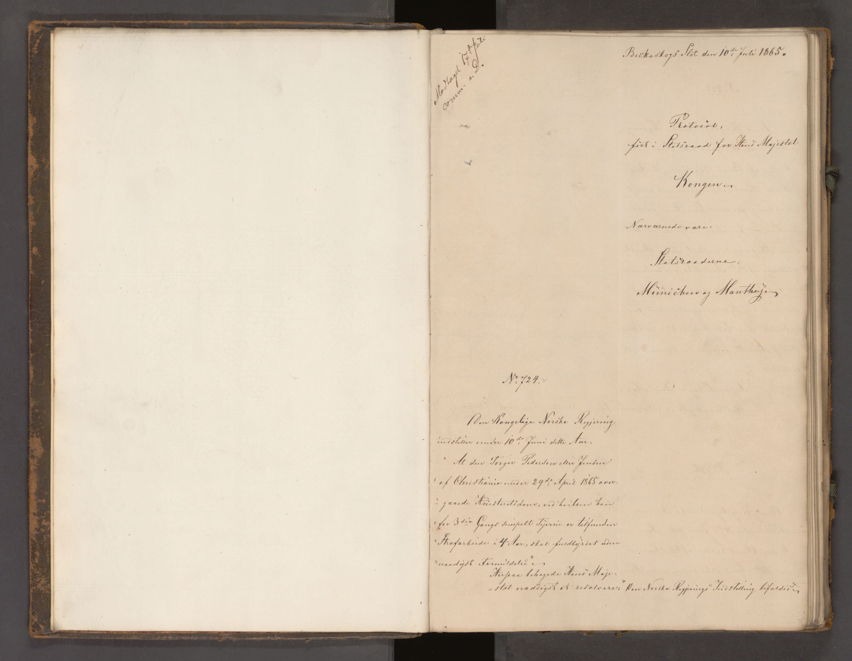 Statsrådssekretariatet, AV/RA-S-1001/A/Ab/L0104: Kgl. res. nr. 724-1001b, 2. halvår, 1865