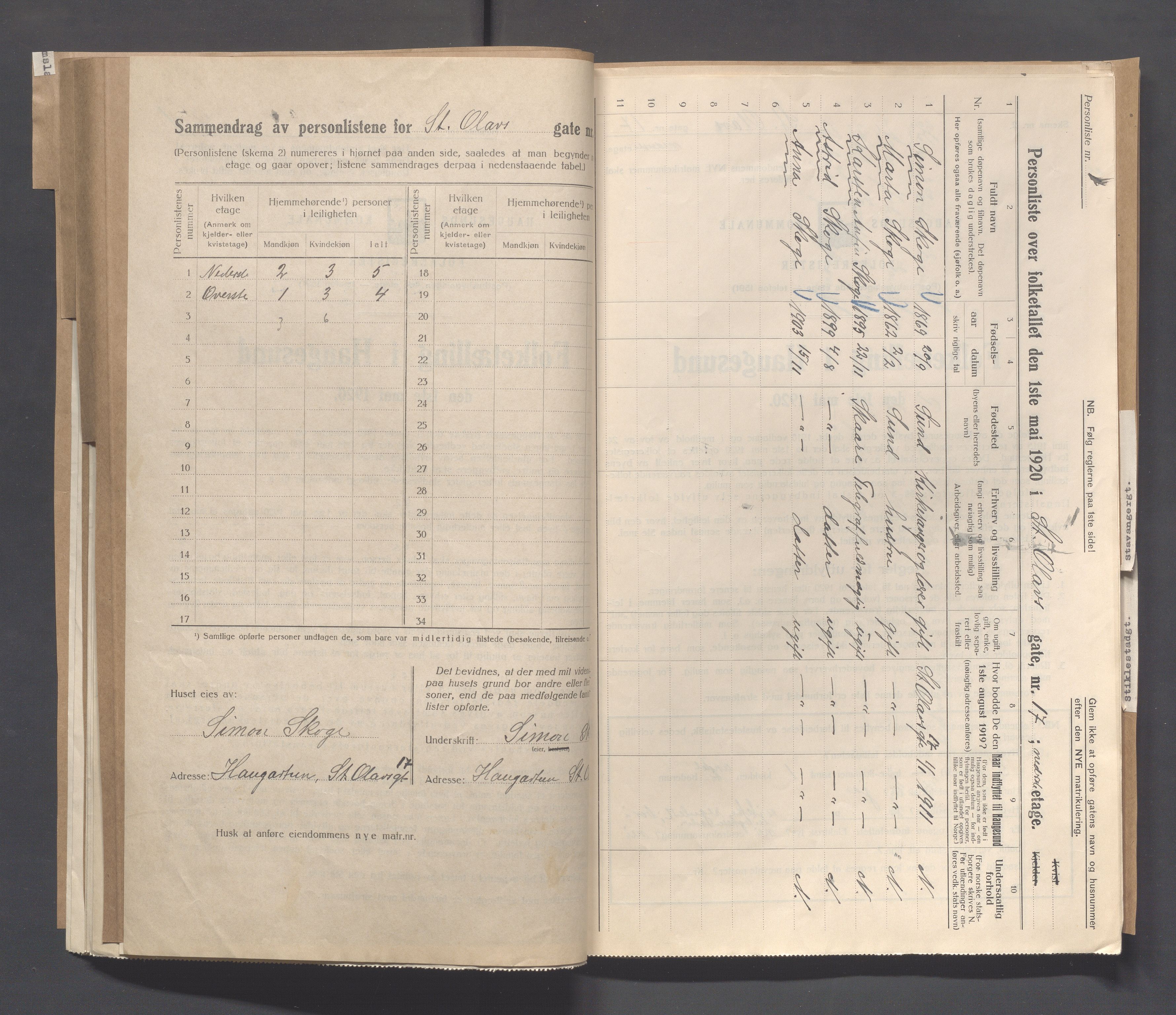 IKAR, Local census 1.5.1920 for Haugesund, 1920, p. 4062