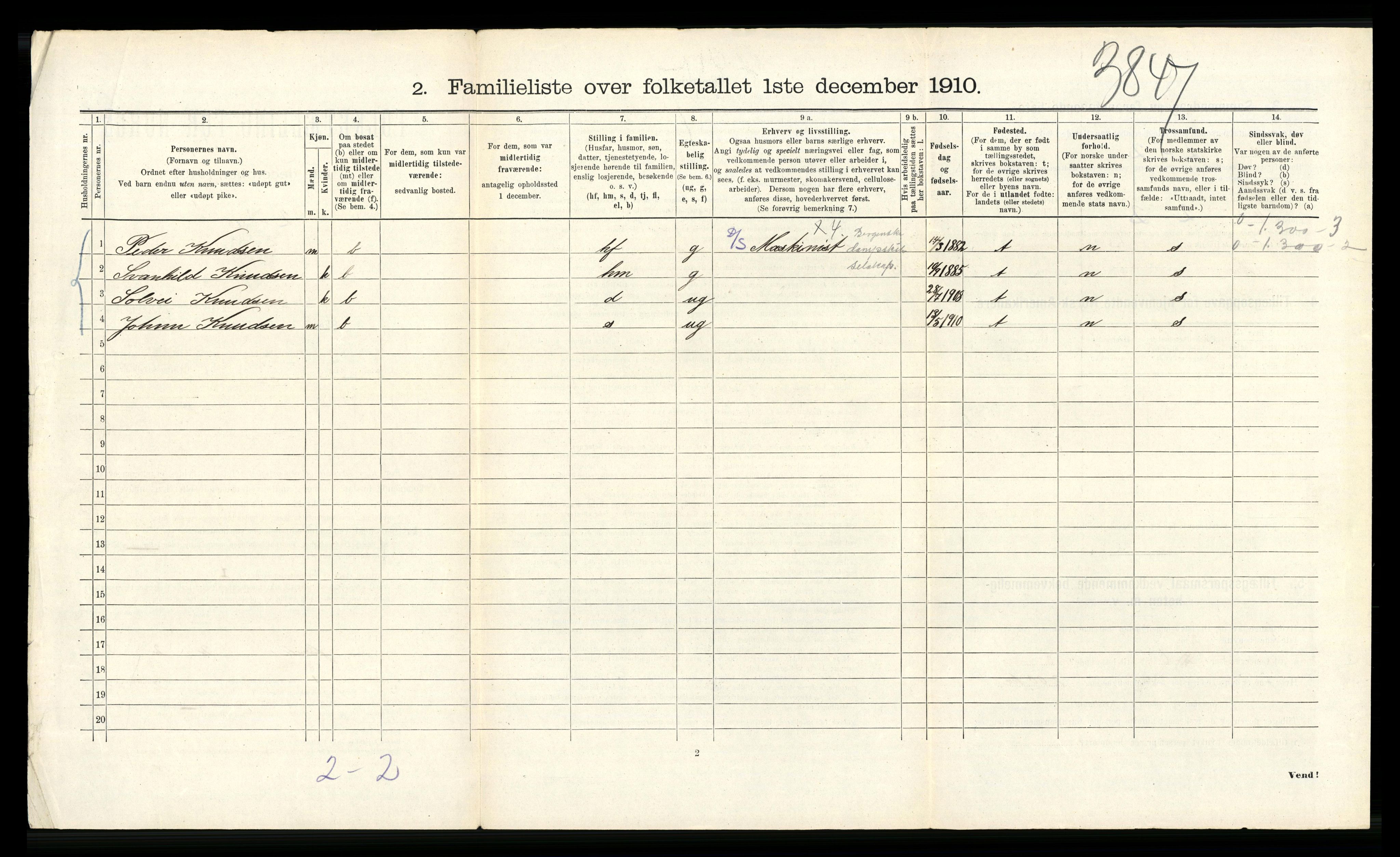 RA, 1910 census for Bergen, 1910, p. 16436