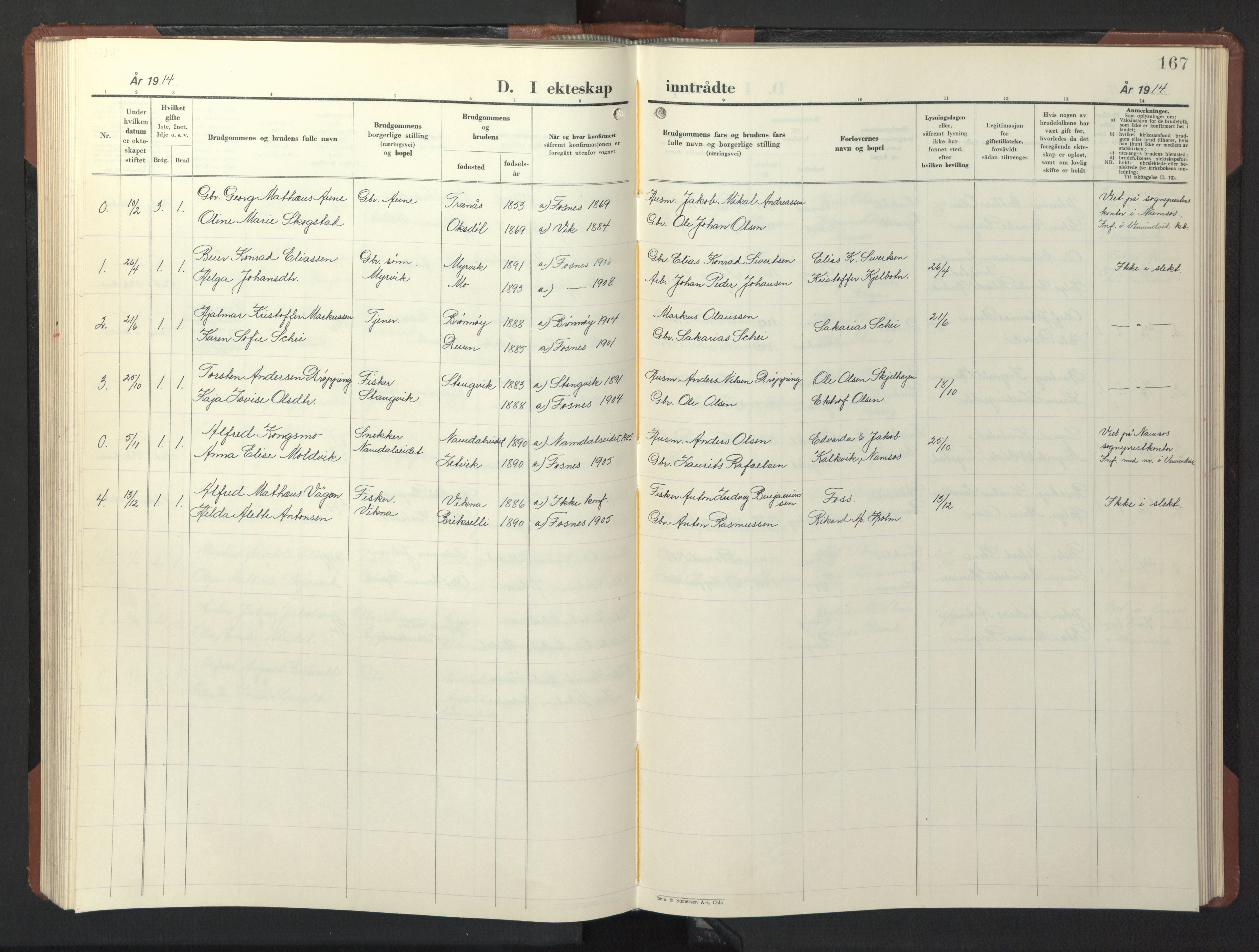 Ministerialprotokoller, klokkerbøker og fødselsregistre - Nord-Trøndelag, SAT/A-1458/773/L0625: Parish register (copy) no. 773C01, 1910-1952, p. 167