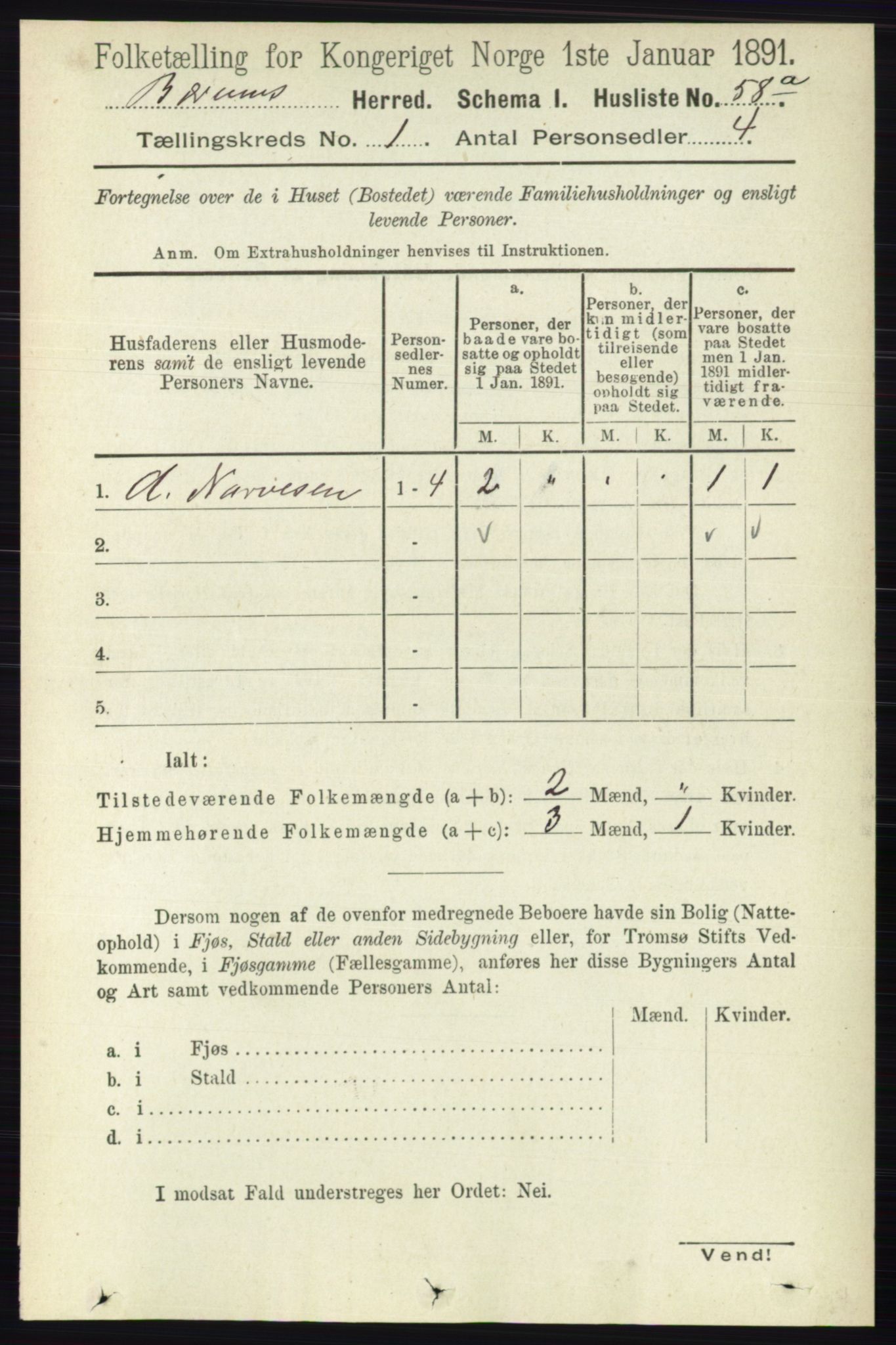 RA, 1891 census for 0219 Bærum, 1891, p. 103